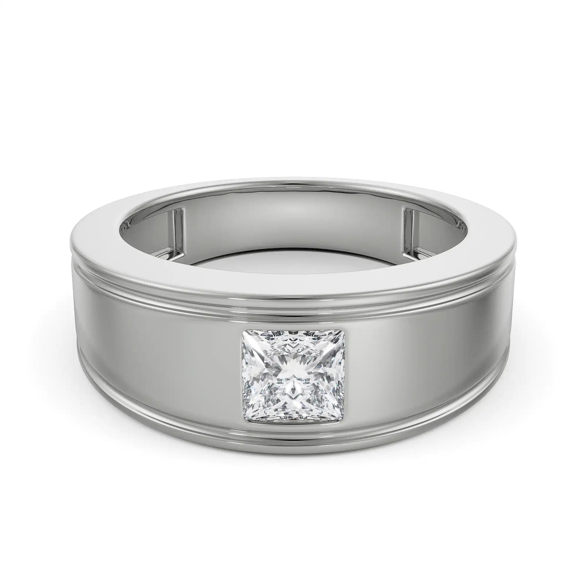 Princess Cut Lab Diamond Band for Men 100% Certified Lab diamond