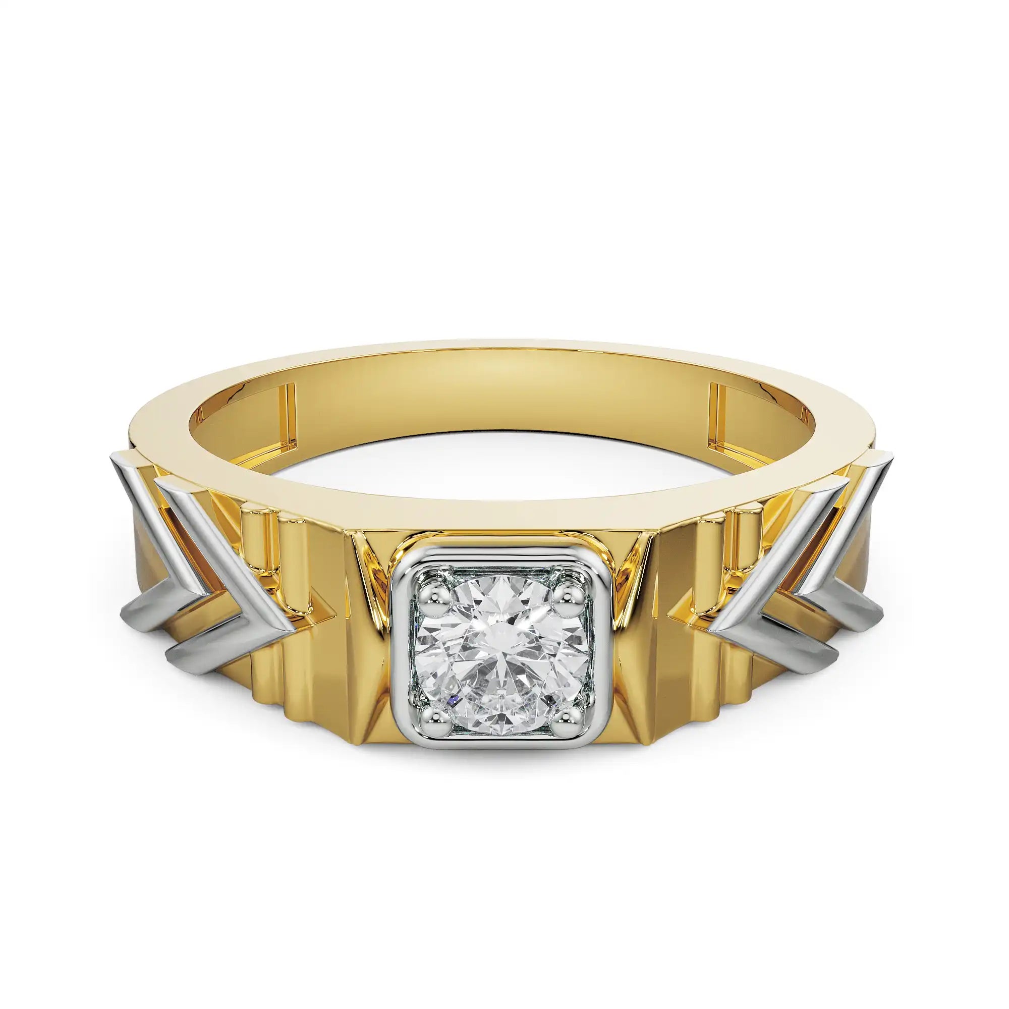 Dazzling Artistic Ring for Men Front View in 9KT