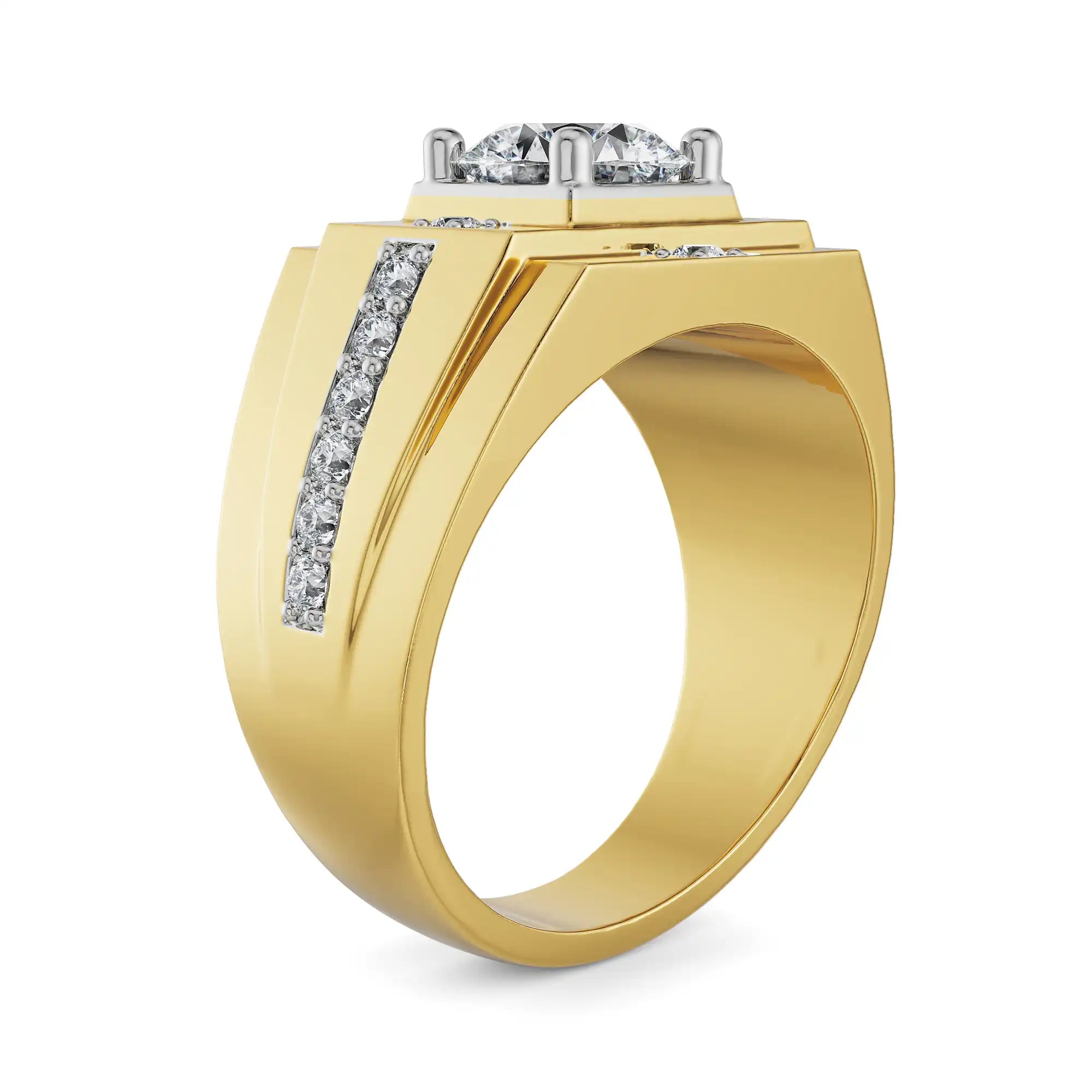 Round Diamond Ring for Men Side view