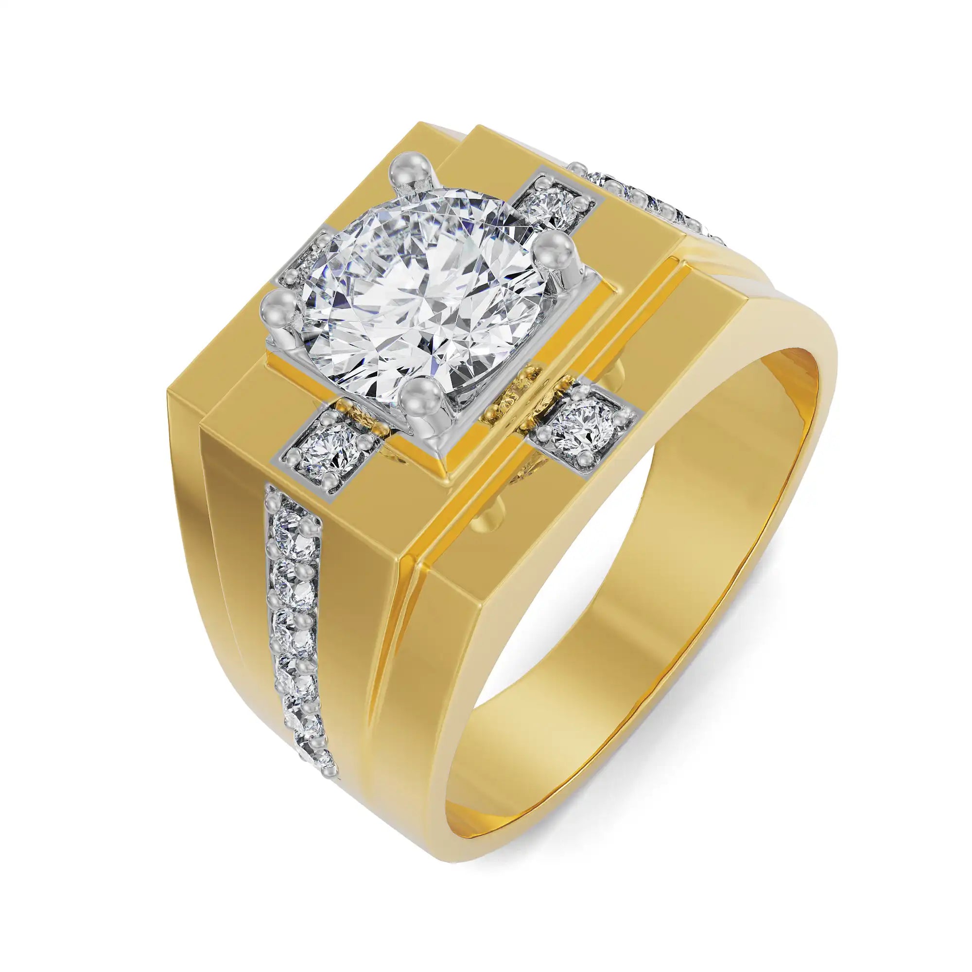 Round Diamond Ring for Men Top View