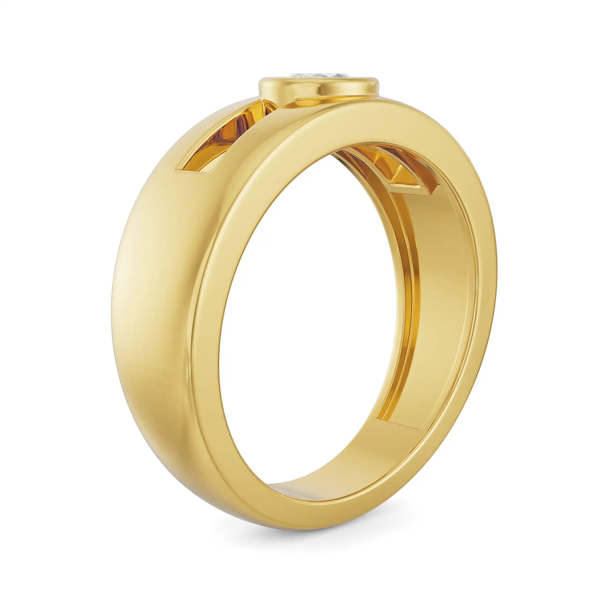 Solitaire Round Wedding Band for Men Side View