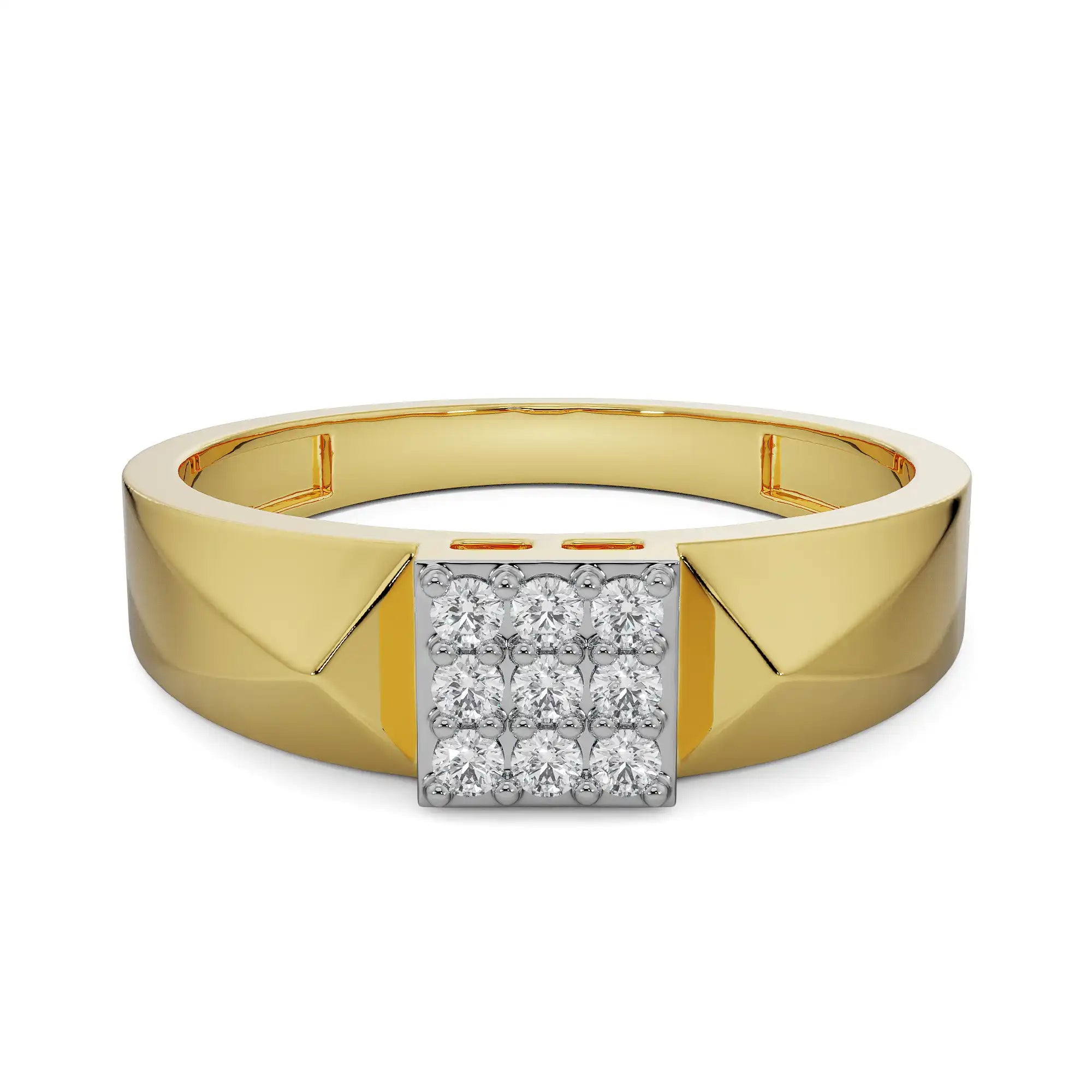 Geneva Ring for Him Front View in 9KT