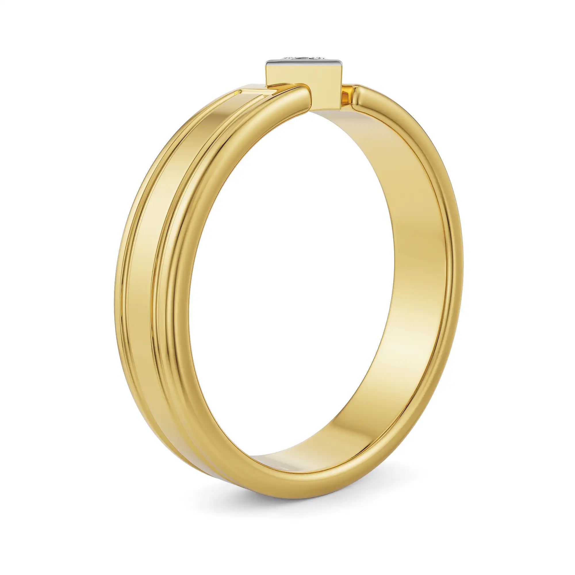 Tilted Princess Cut Wedding Band Side View