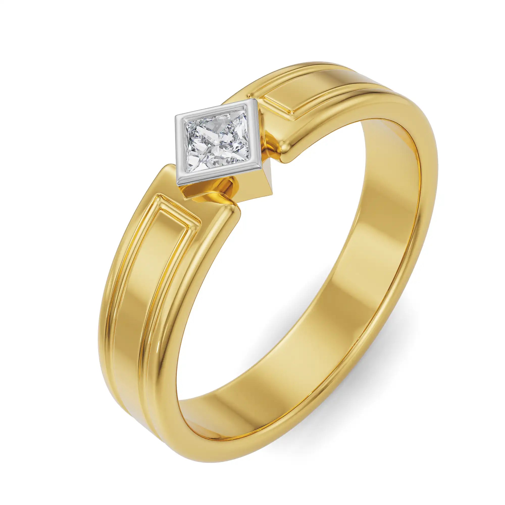 Tilted Princess Cut Wedding Band Top View