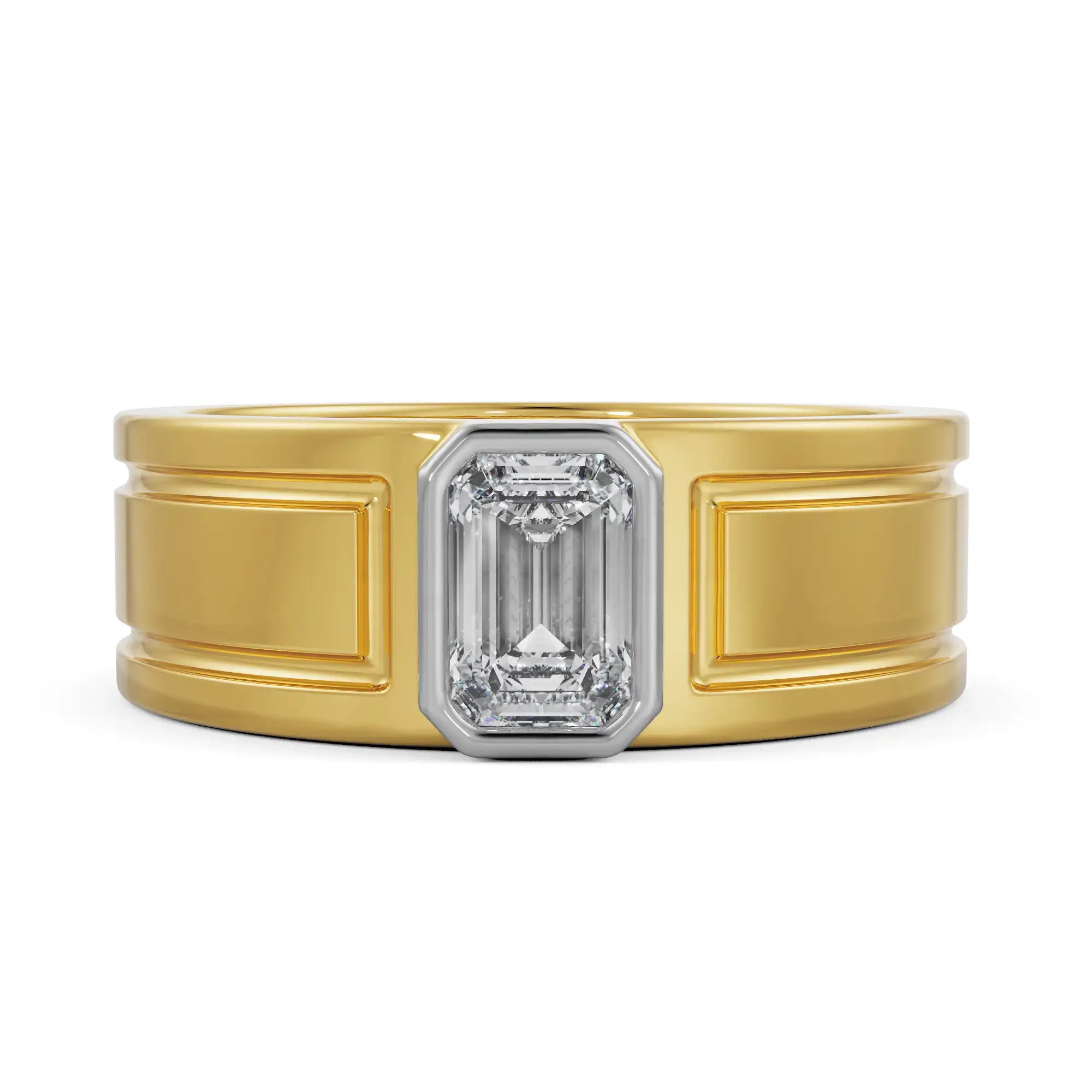 Alpha Wedding Ring for Men Front View in 9KT