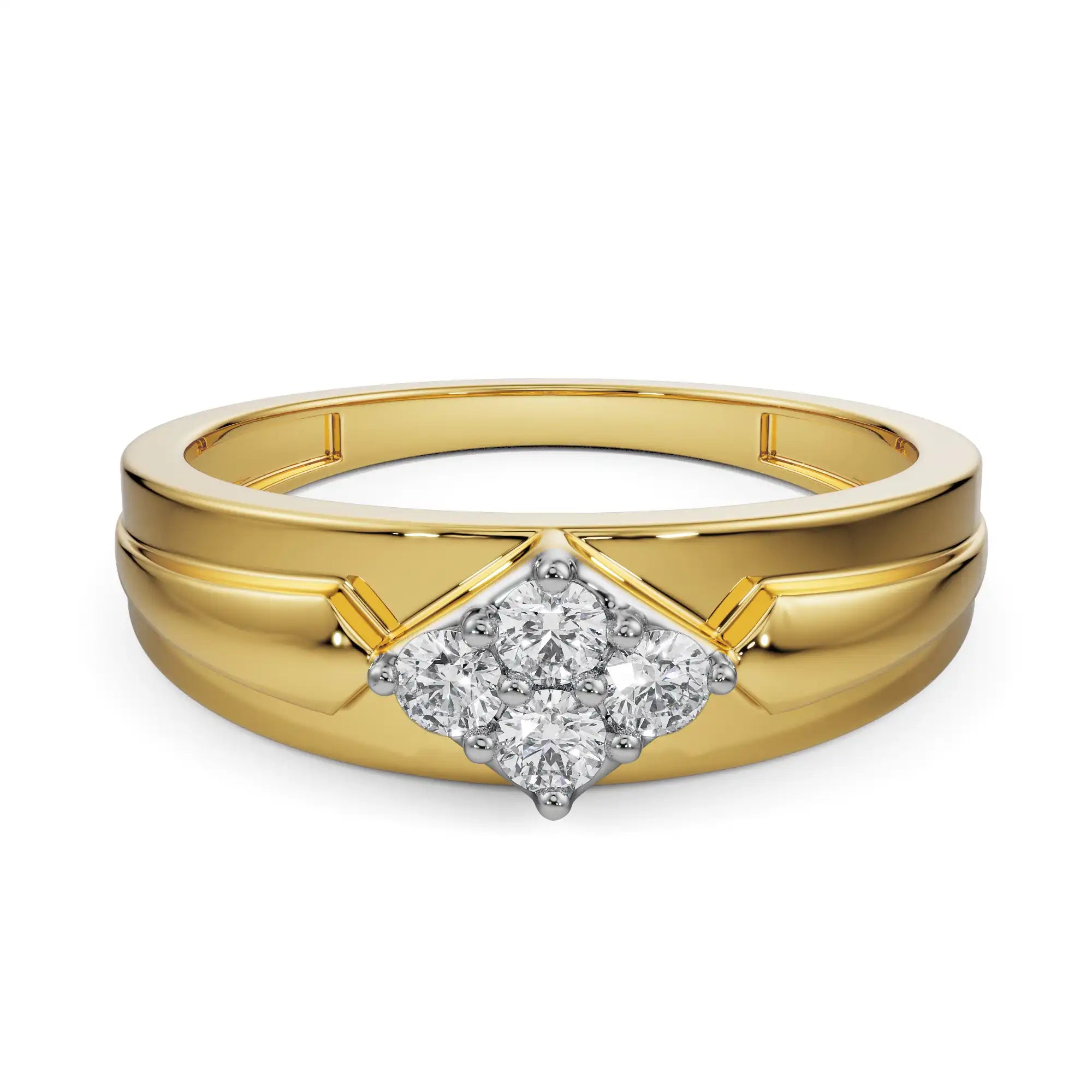 Rhombus Quad Wedding Ring Front View in 9KT