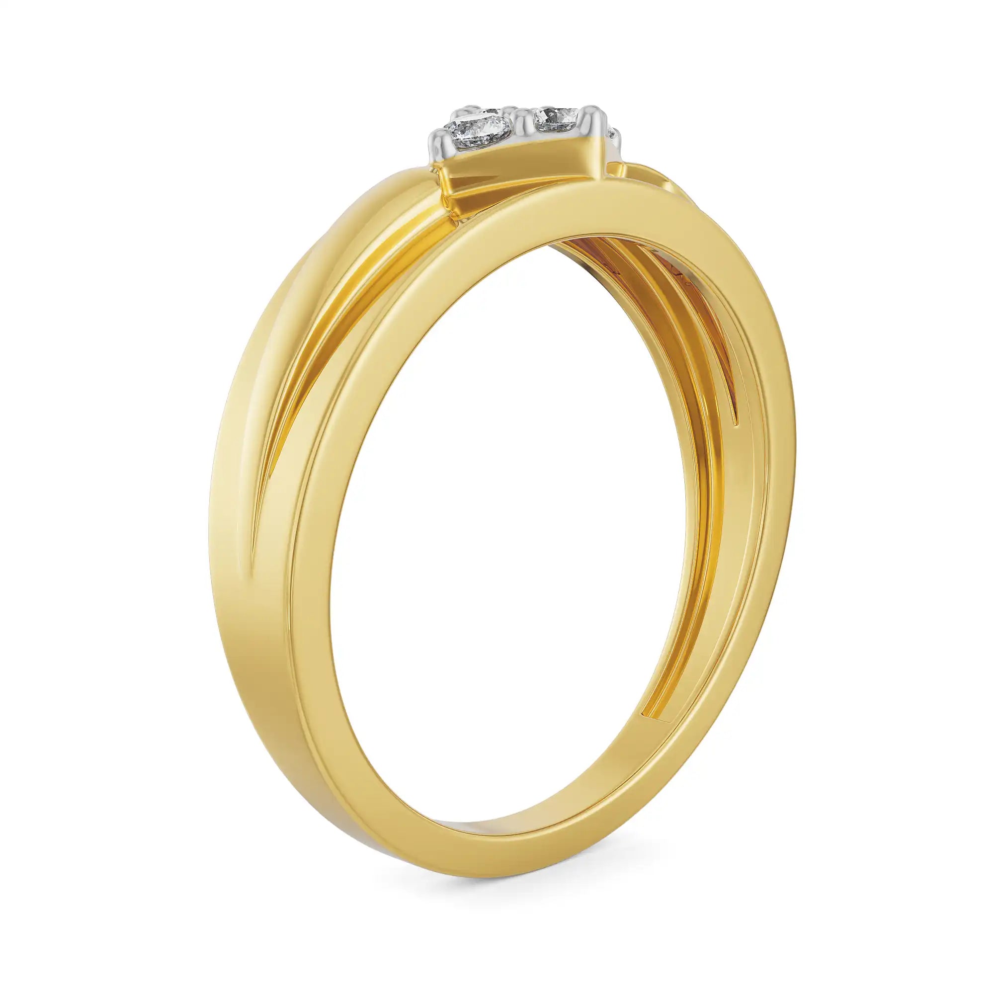 Rhombus Quad Wedding Ring Side View