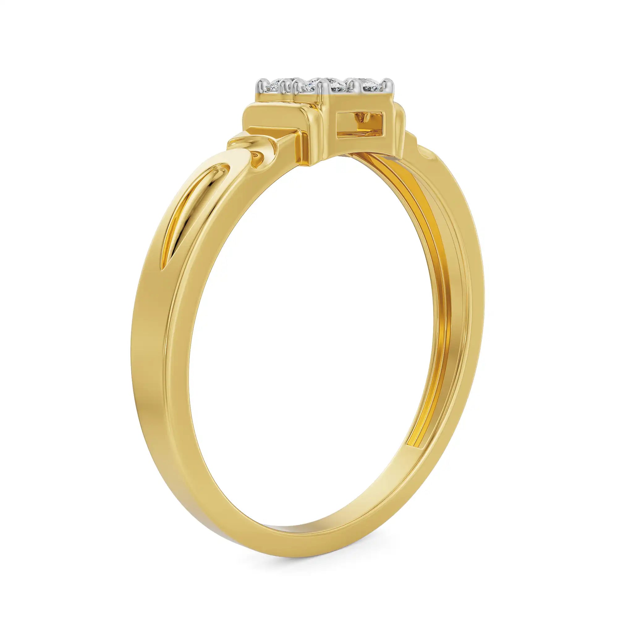 Quartet Diamond Wedding Band Side View