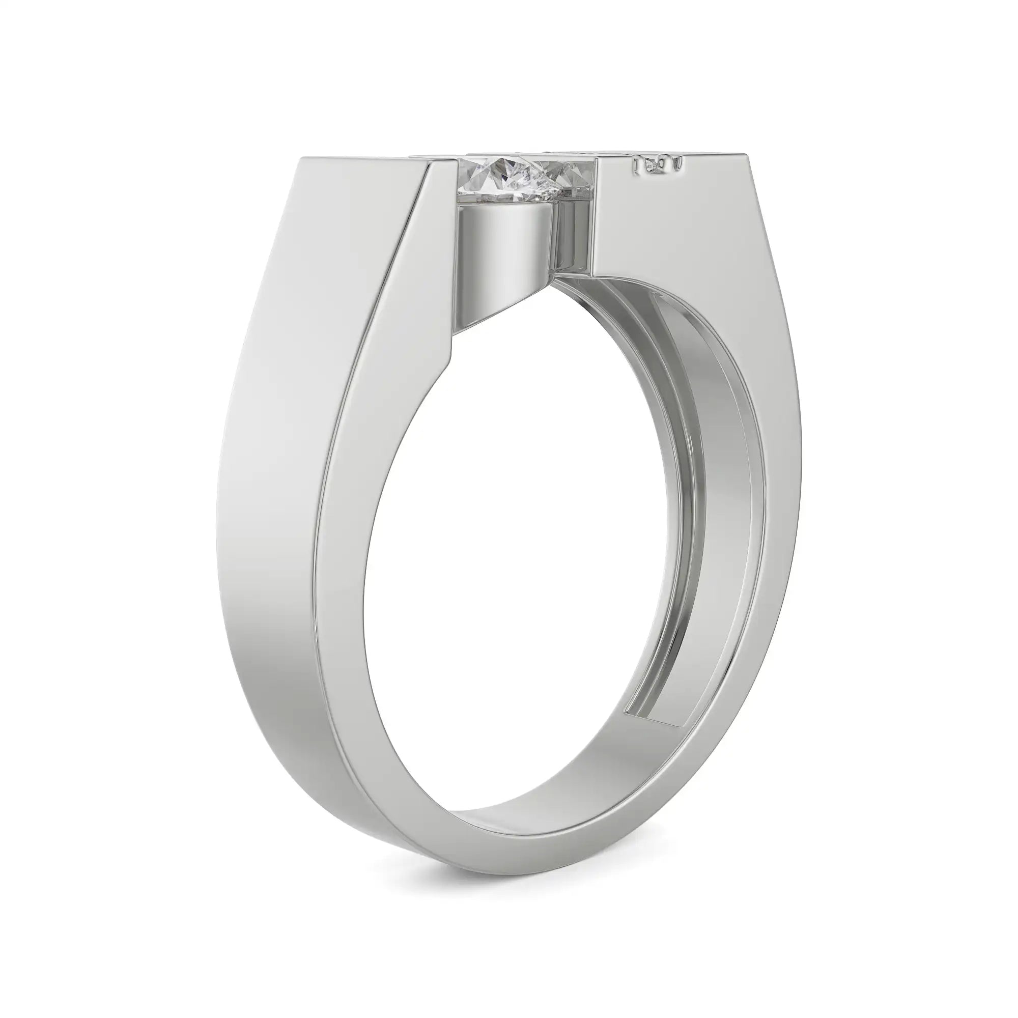 Classic Round Solitaire Wedding Band Side View
