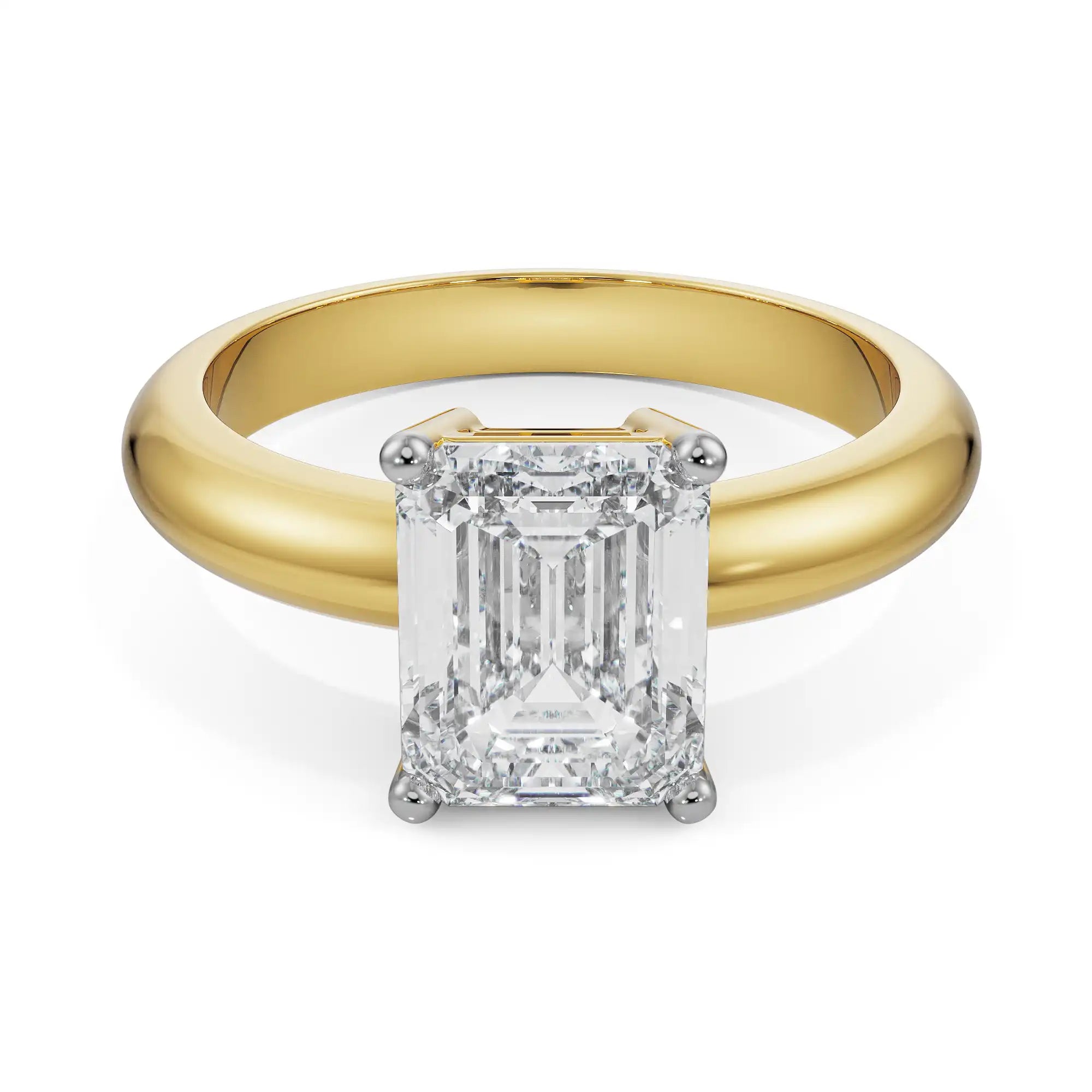 Timeless Emerald Cut Men Diamond Ring Front View in 9KT