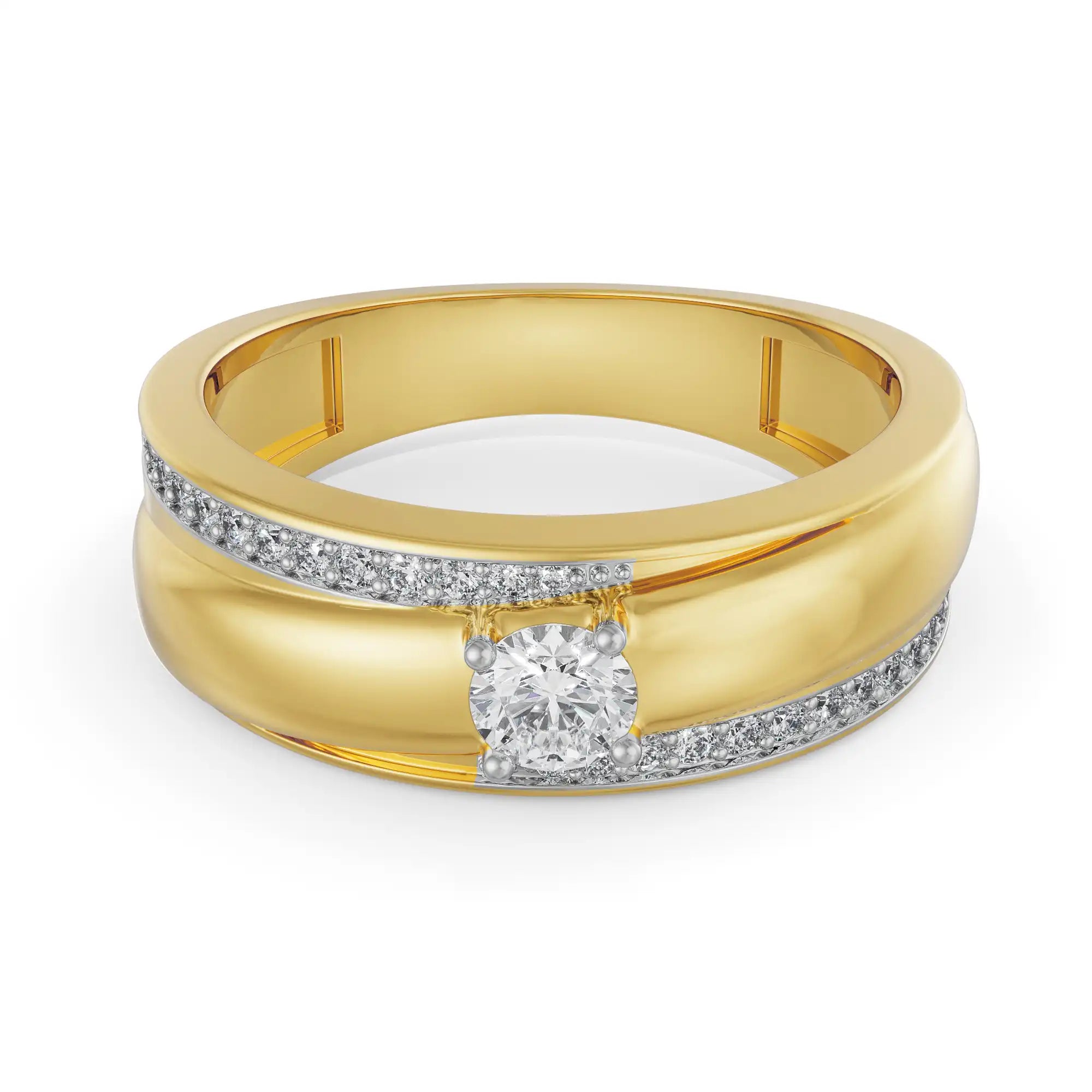 Sleek Line Pave Diamond Band Front View