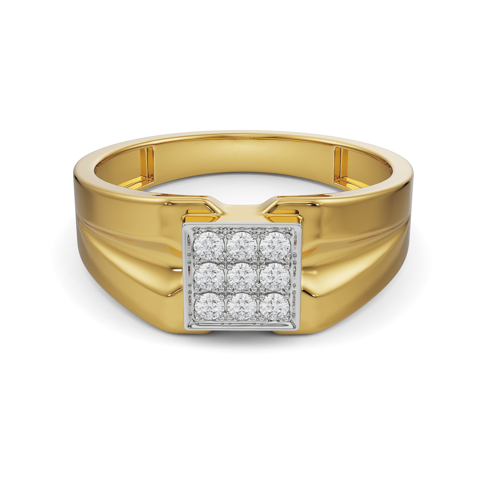 Brushed Diamond Band for Men Front View