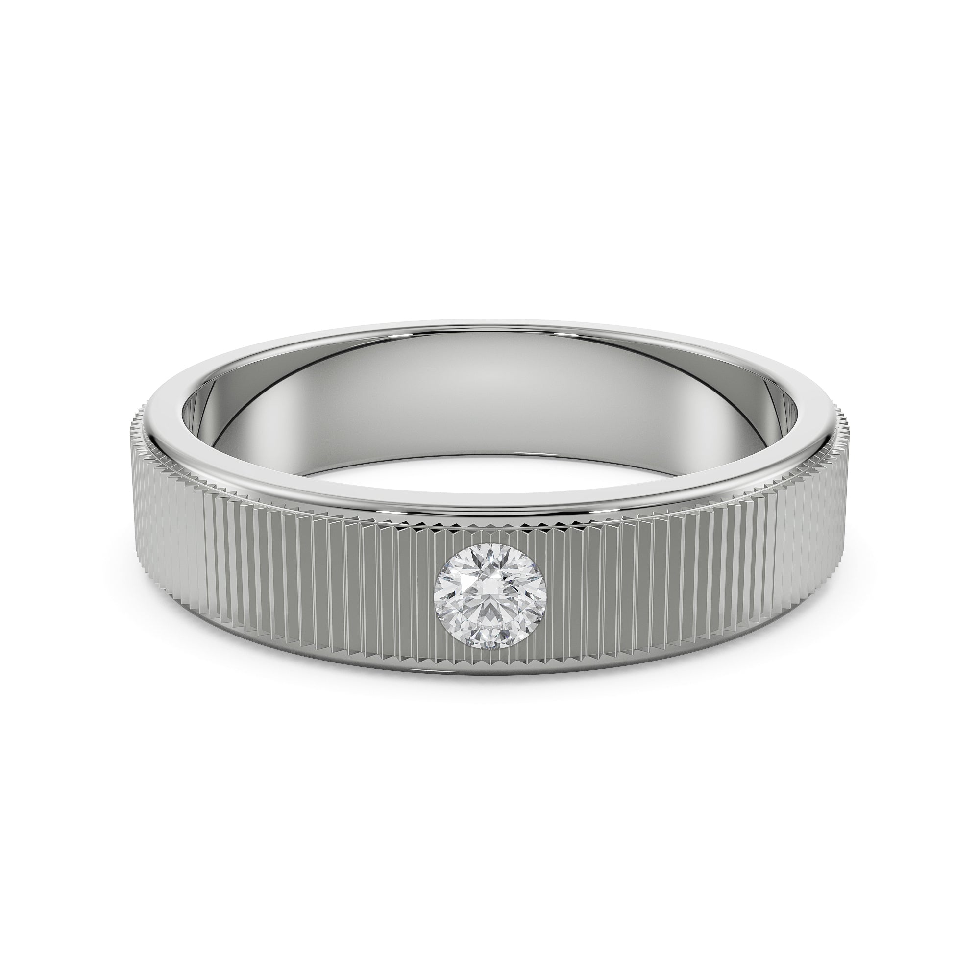 Inlay Round Diamond Band Front View