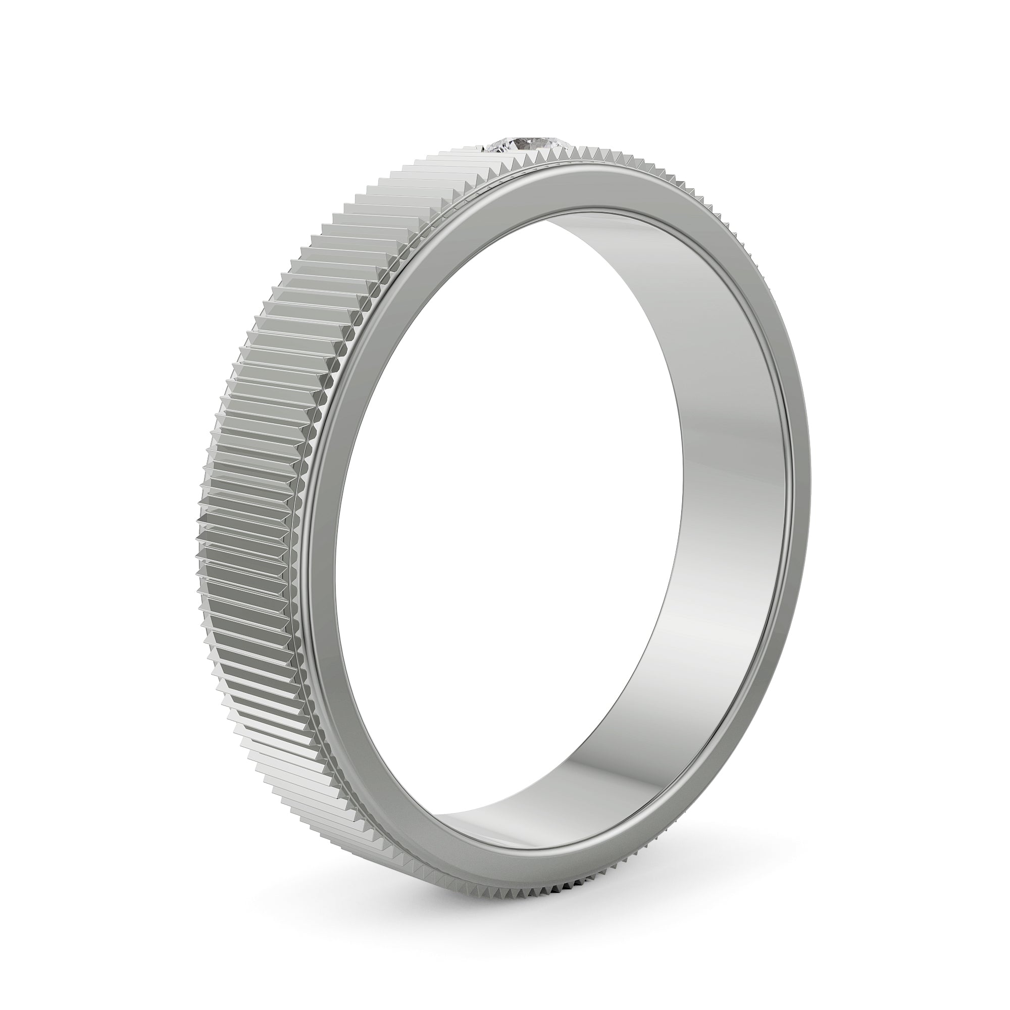 Inlay Round Diamond Band Side View