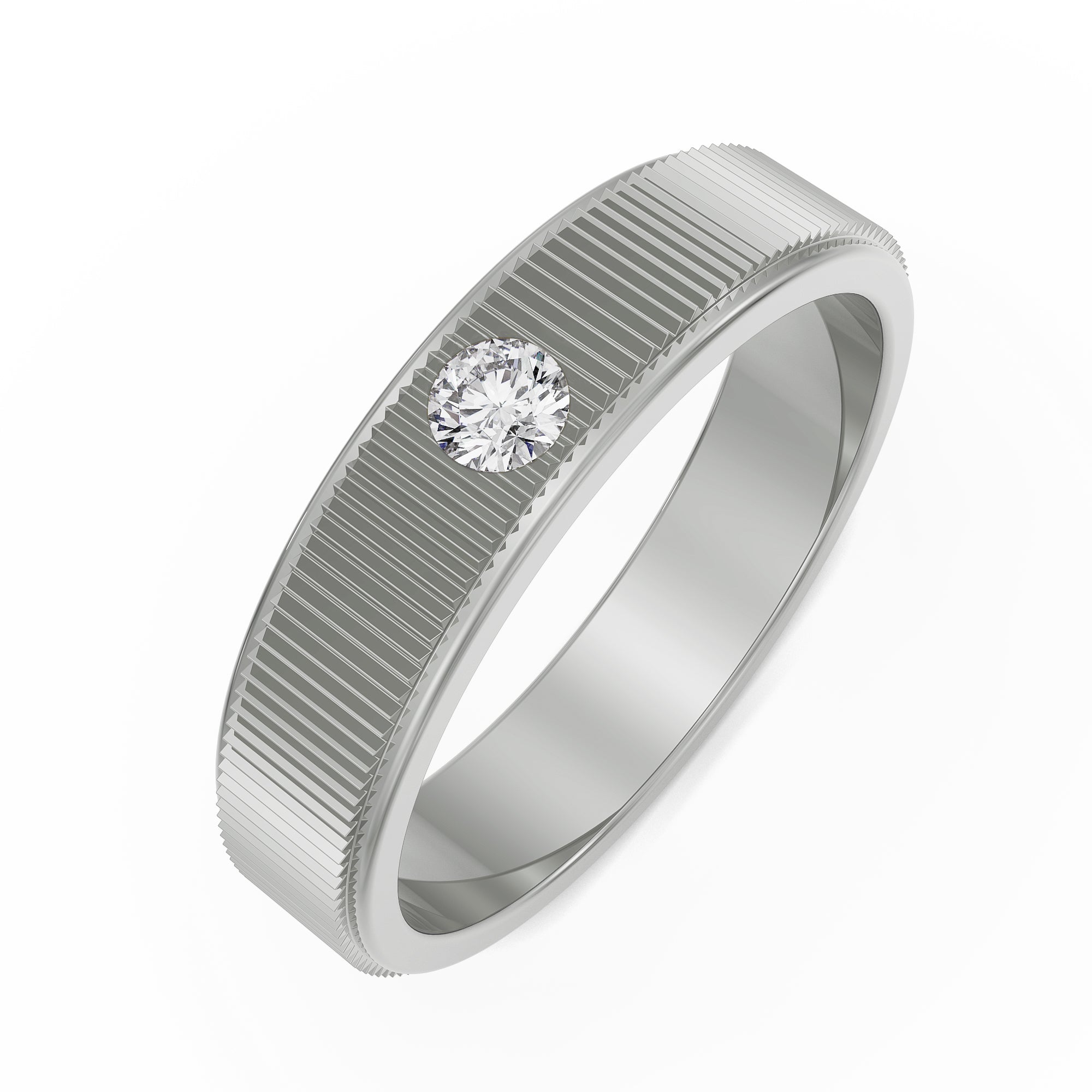 Inlay Round Diamond Band Top View