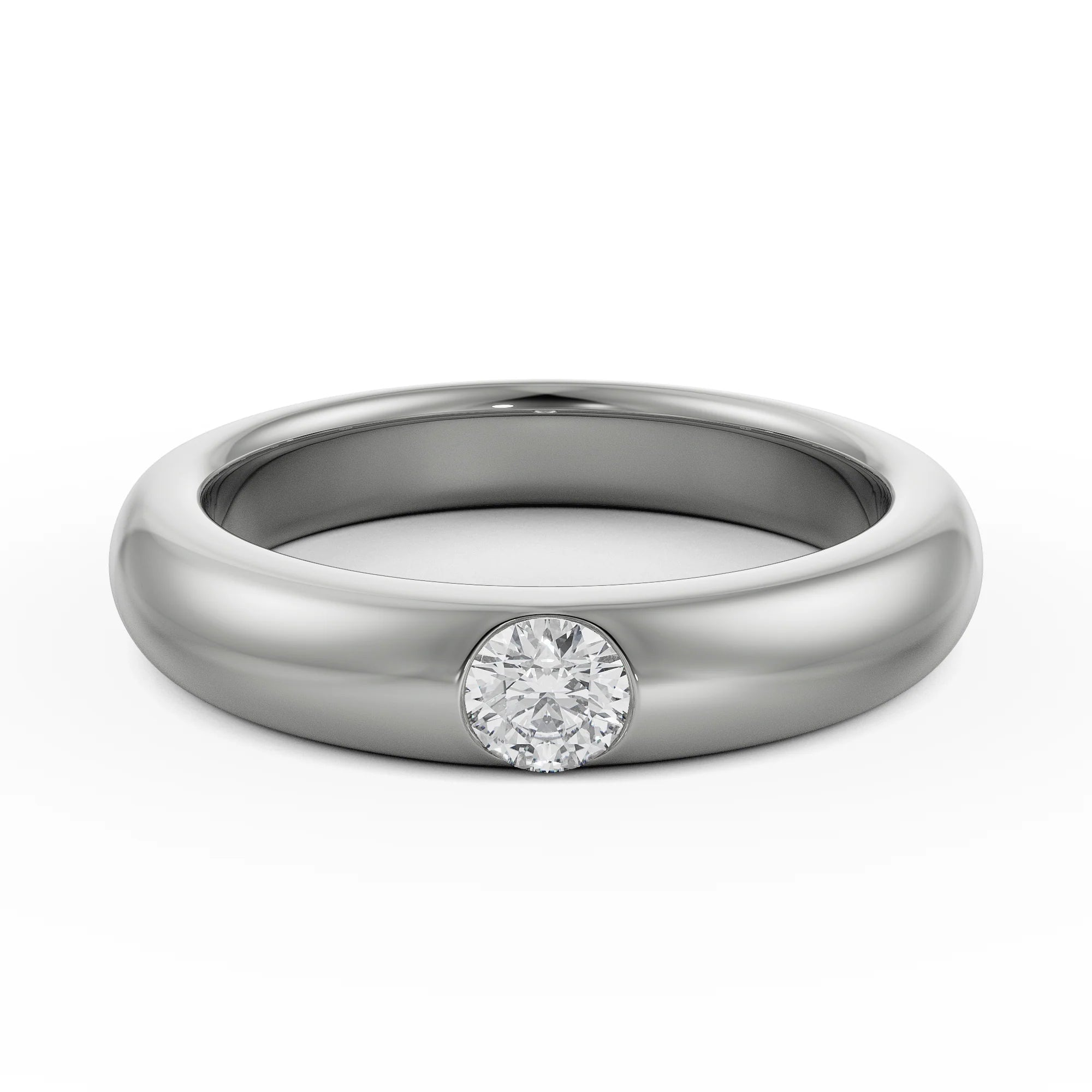 Sleek Round Band Front View in 9KT