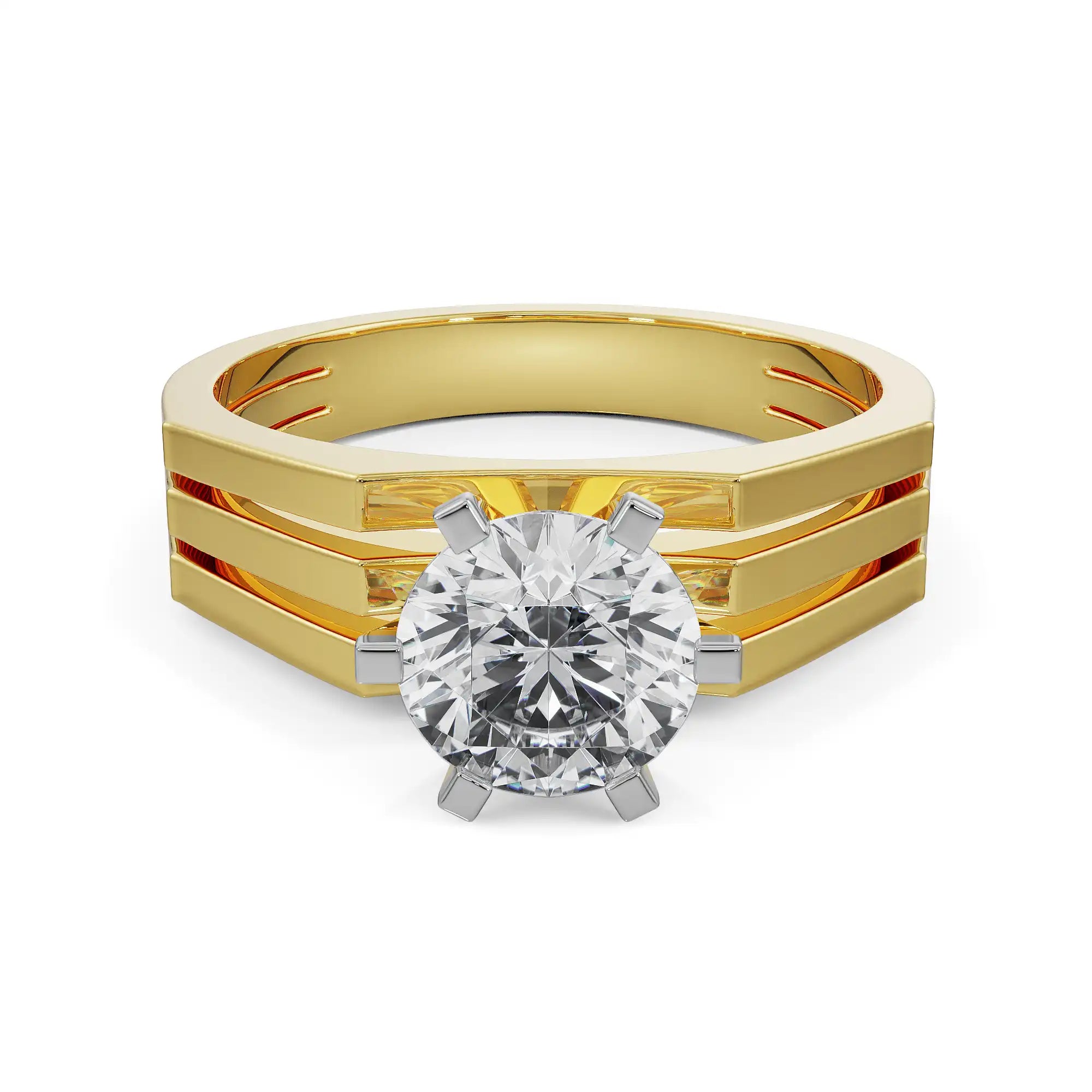 Bold Solitaire Diamond Ring Front View