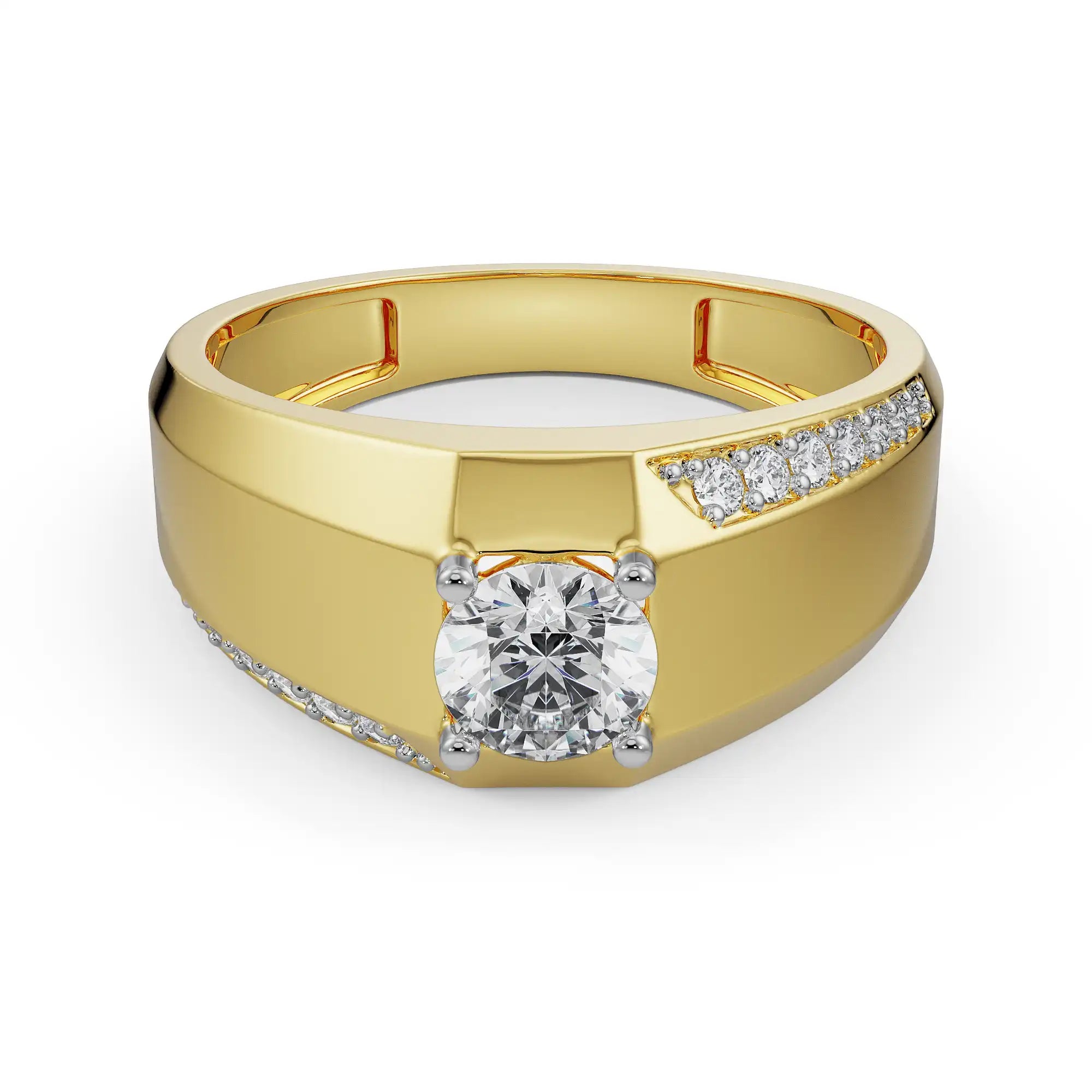 Kyle Men Diamond Ring Front View in 9KT