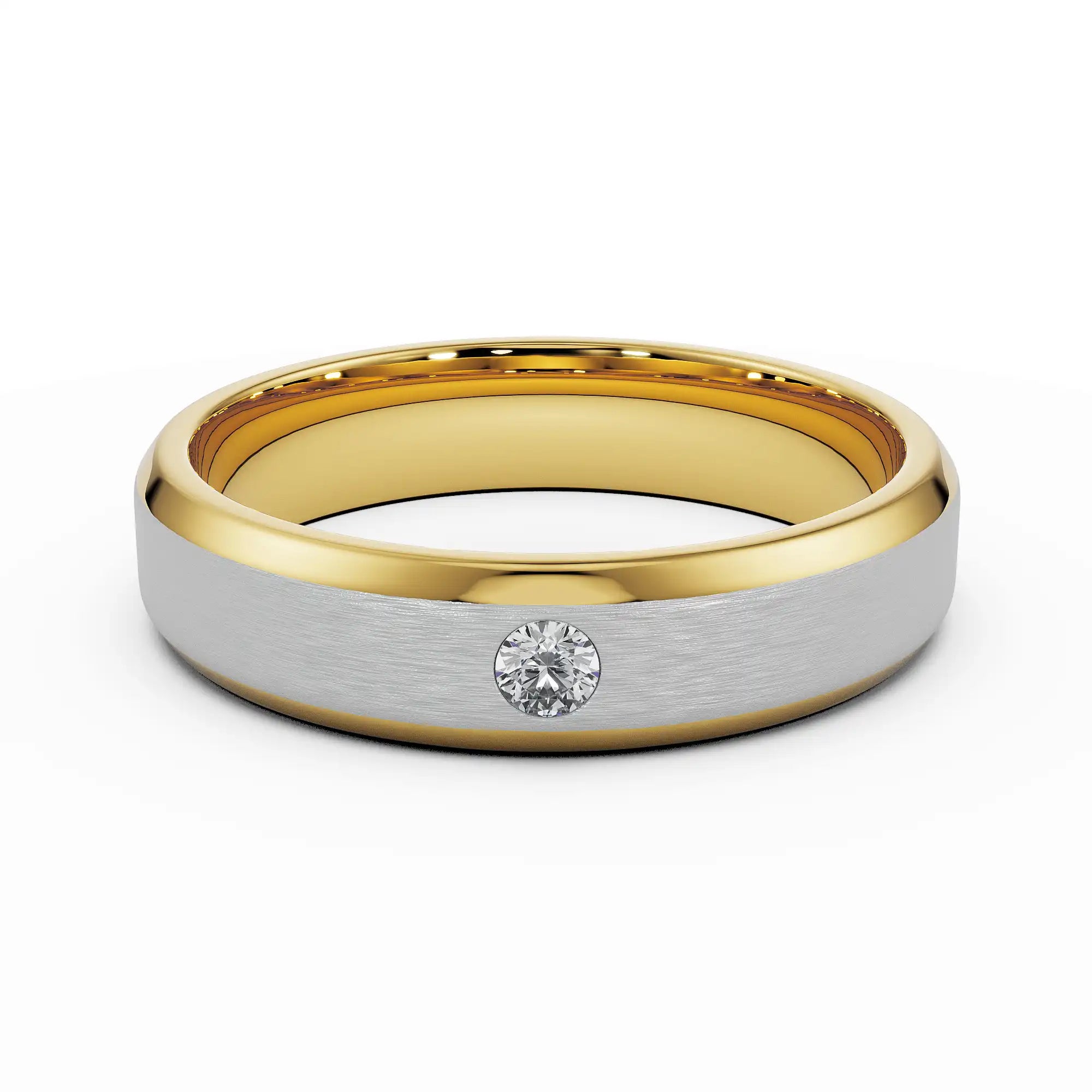 Mixed Metal Diamond Band Front View