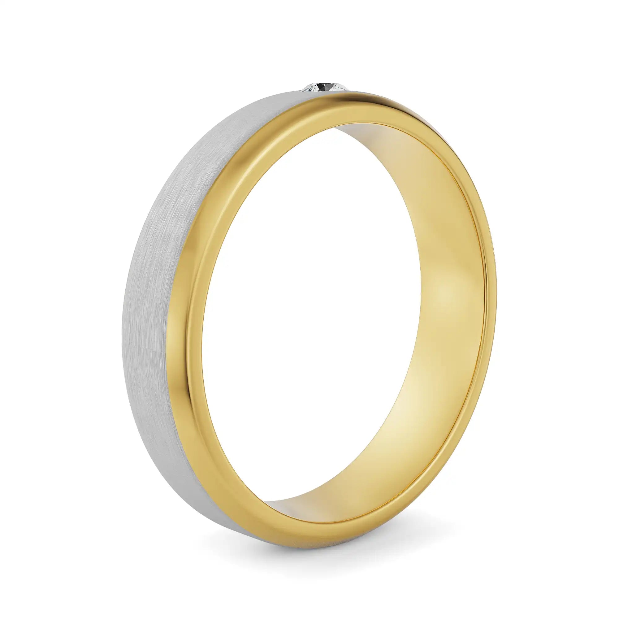 Mixed Metal Diamond Band Side View