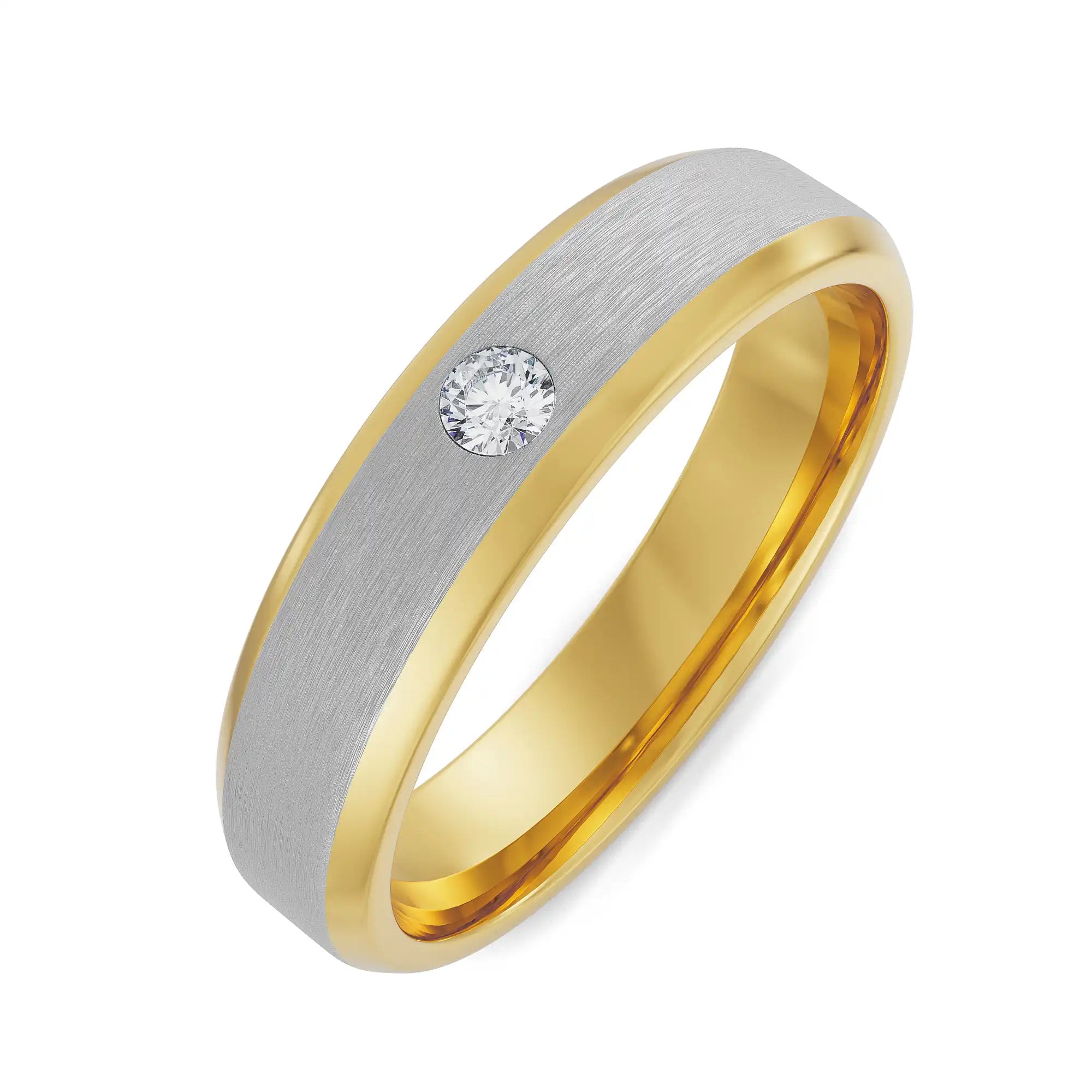 Mixed Metal Diamond Band Top View