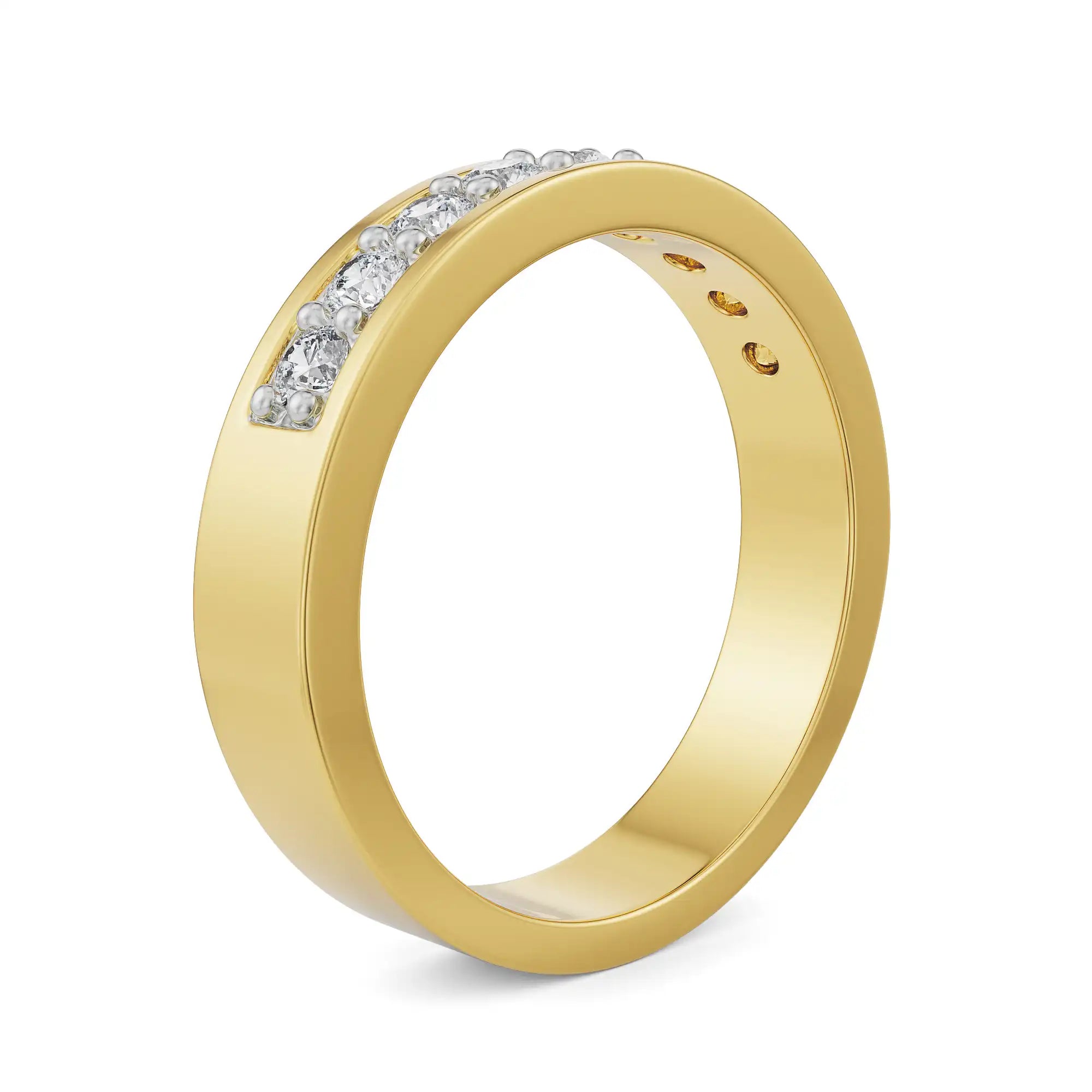 Sleek Row Diamond Band Side View