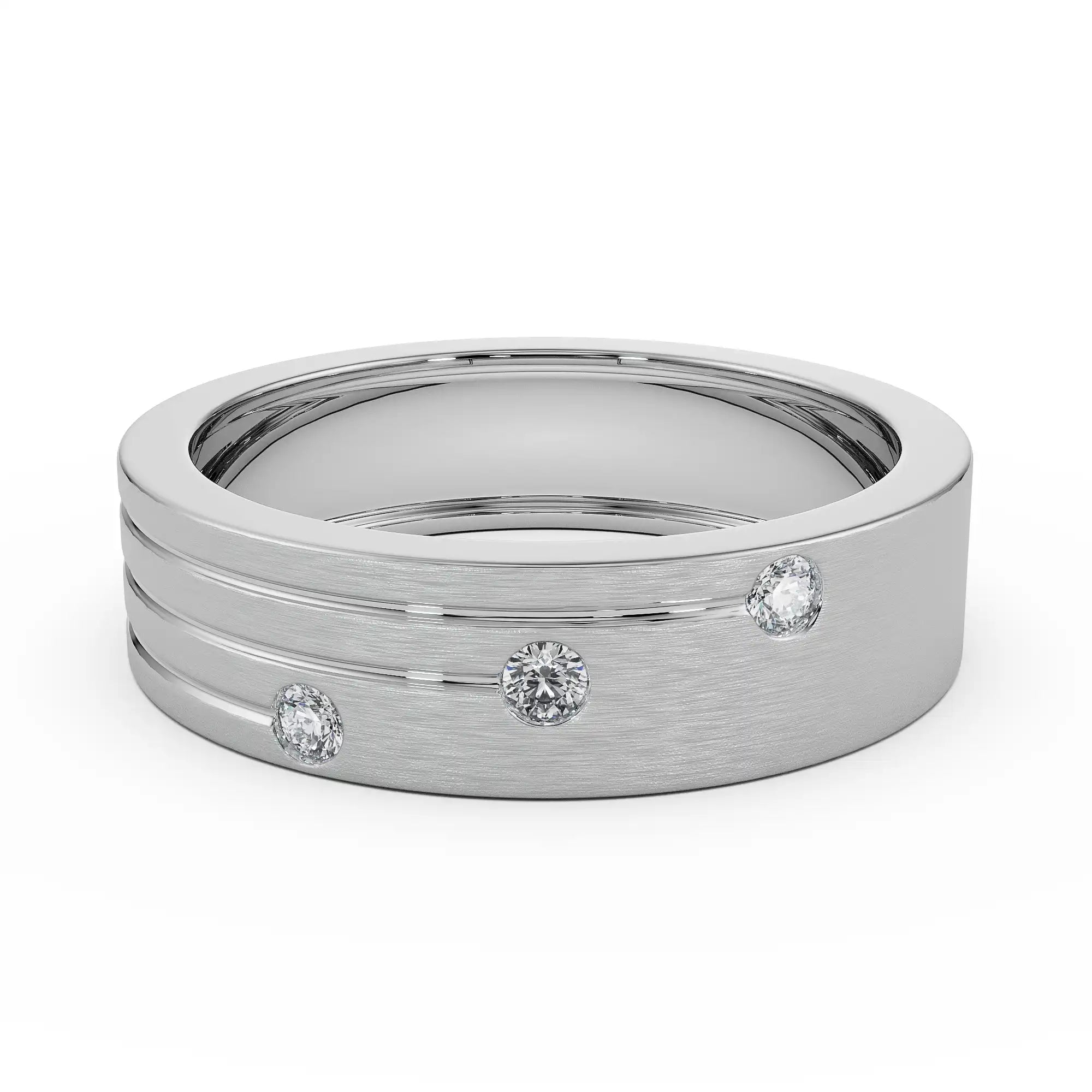Tri Diamond Band for Men Front View