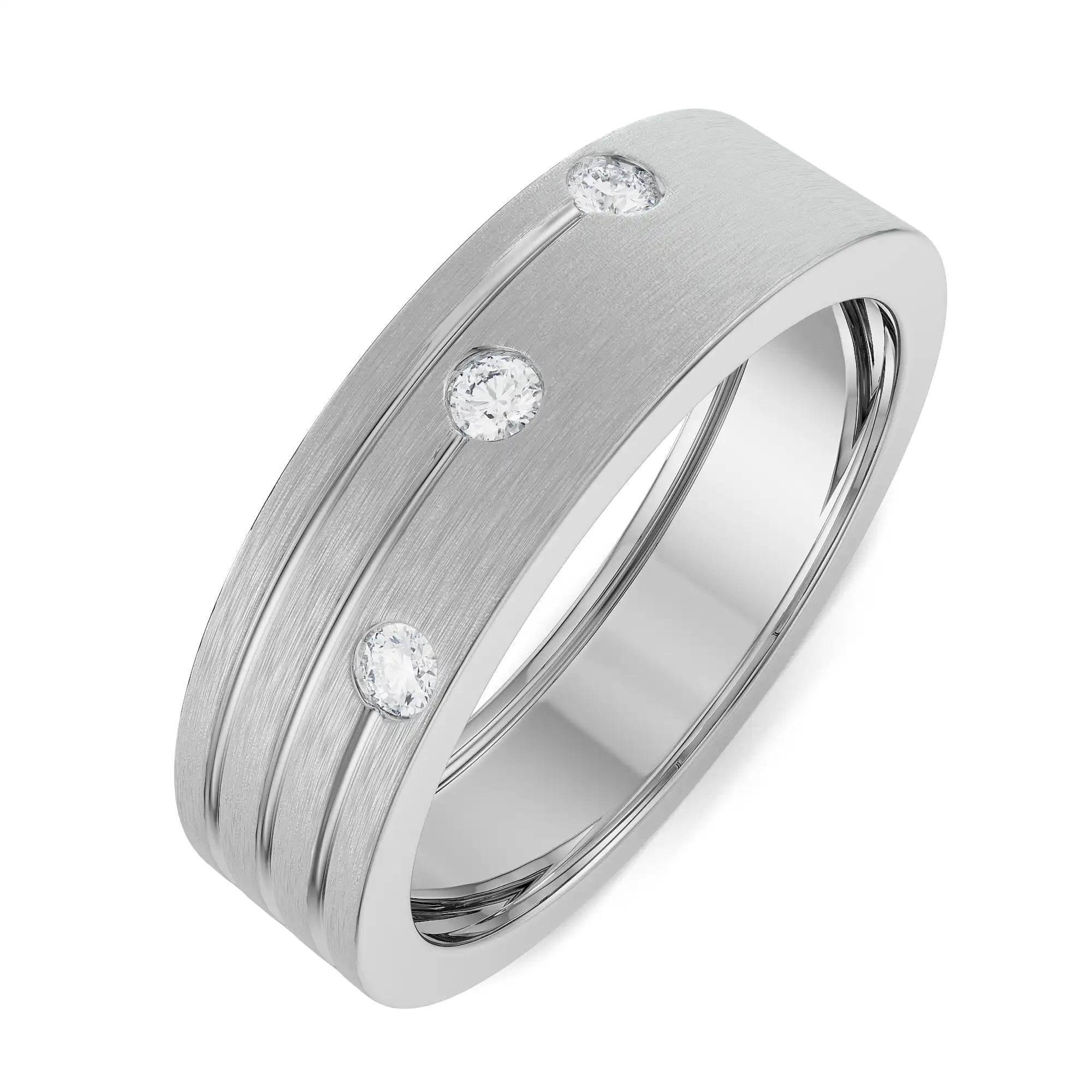 Tri Diamond Band for Men Top View