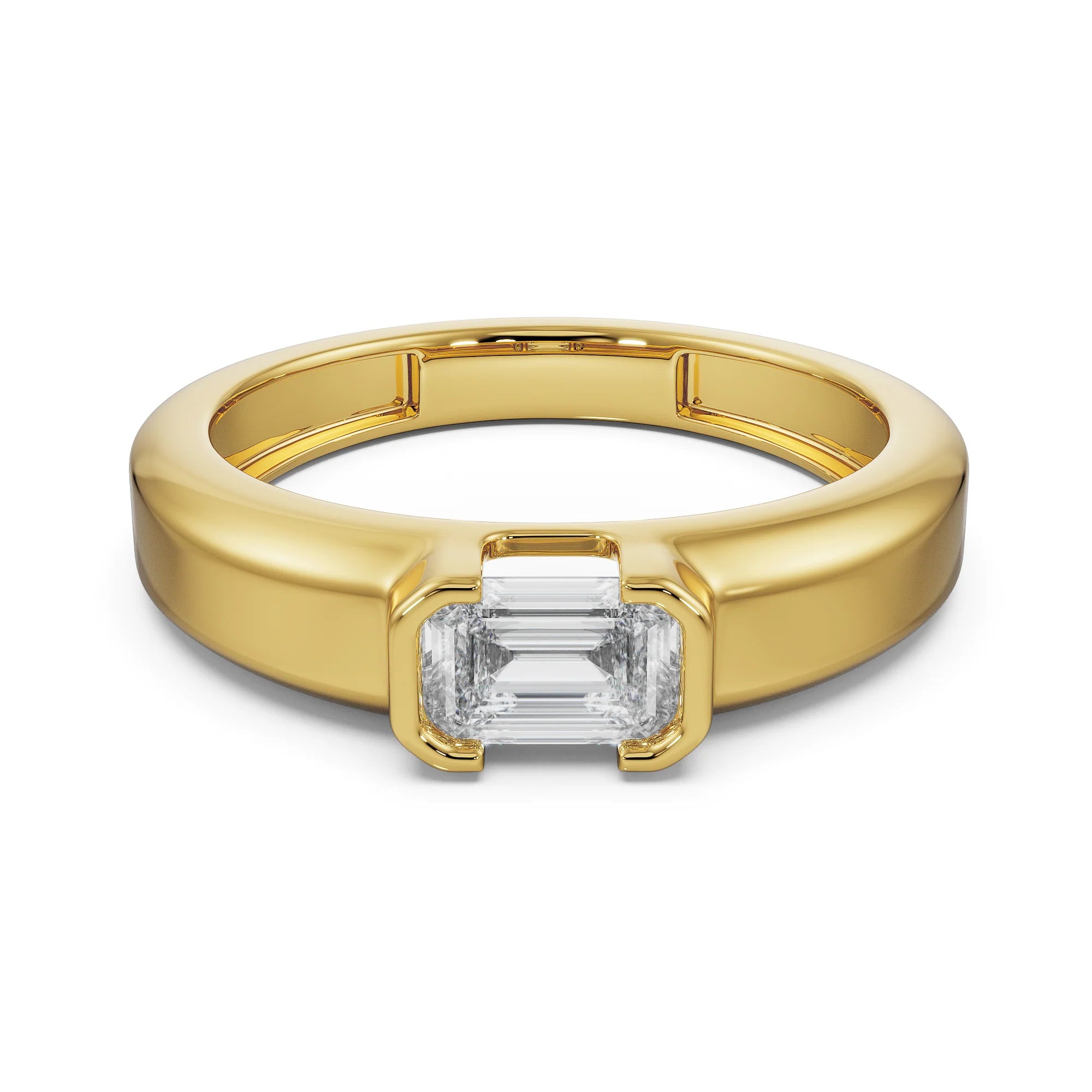 Bold Emerald Men's Ring Front View in 9KT