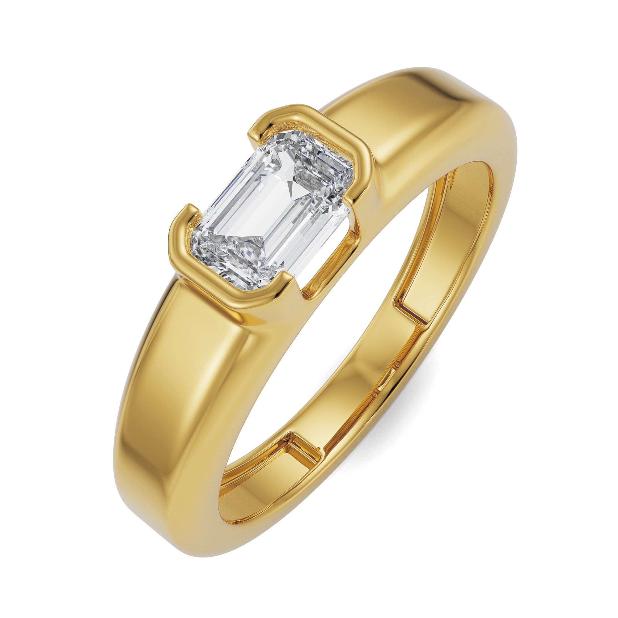 Bold Emerald Men's Ring Top View