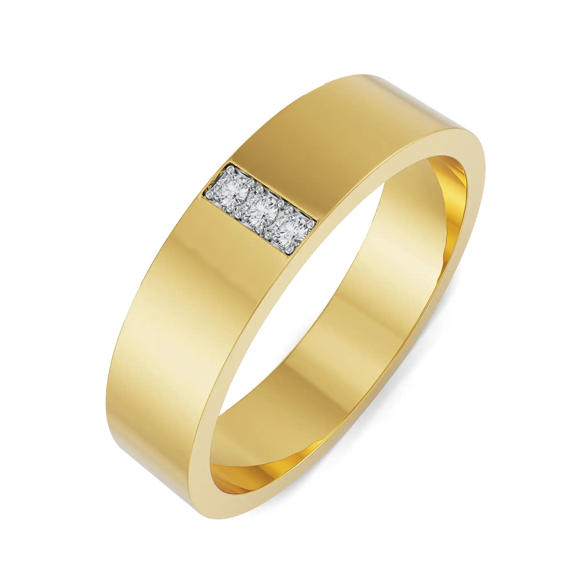 Brushed Trio Diamond Band for Men Top view