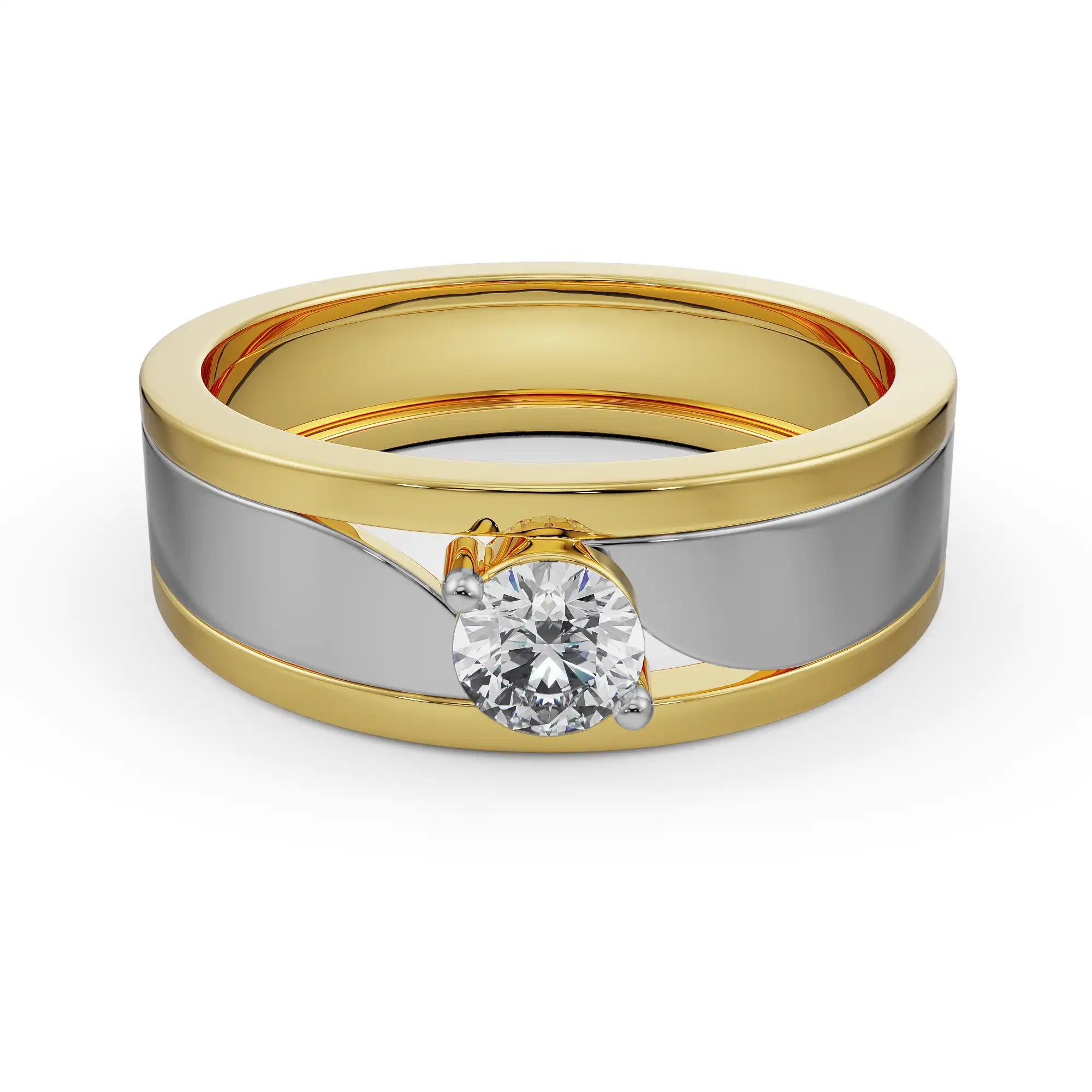 Crimson Diamond Ring for Him Front View in 9KT