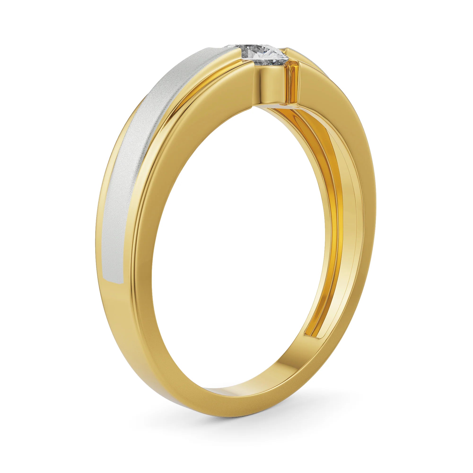 Sparkling Solitaire Band for Men Side View in 9KT