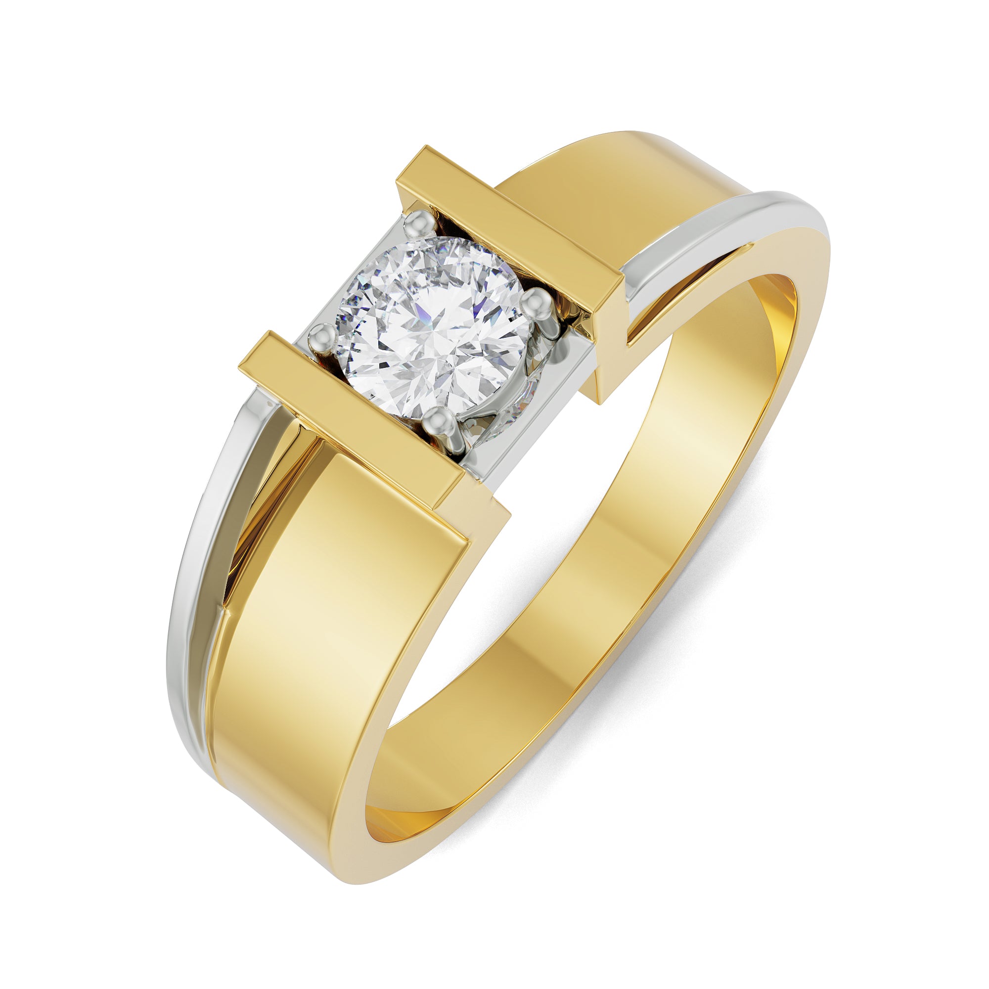 Classic Solitaire Diamond Band for Men Top View