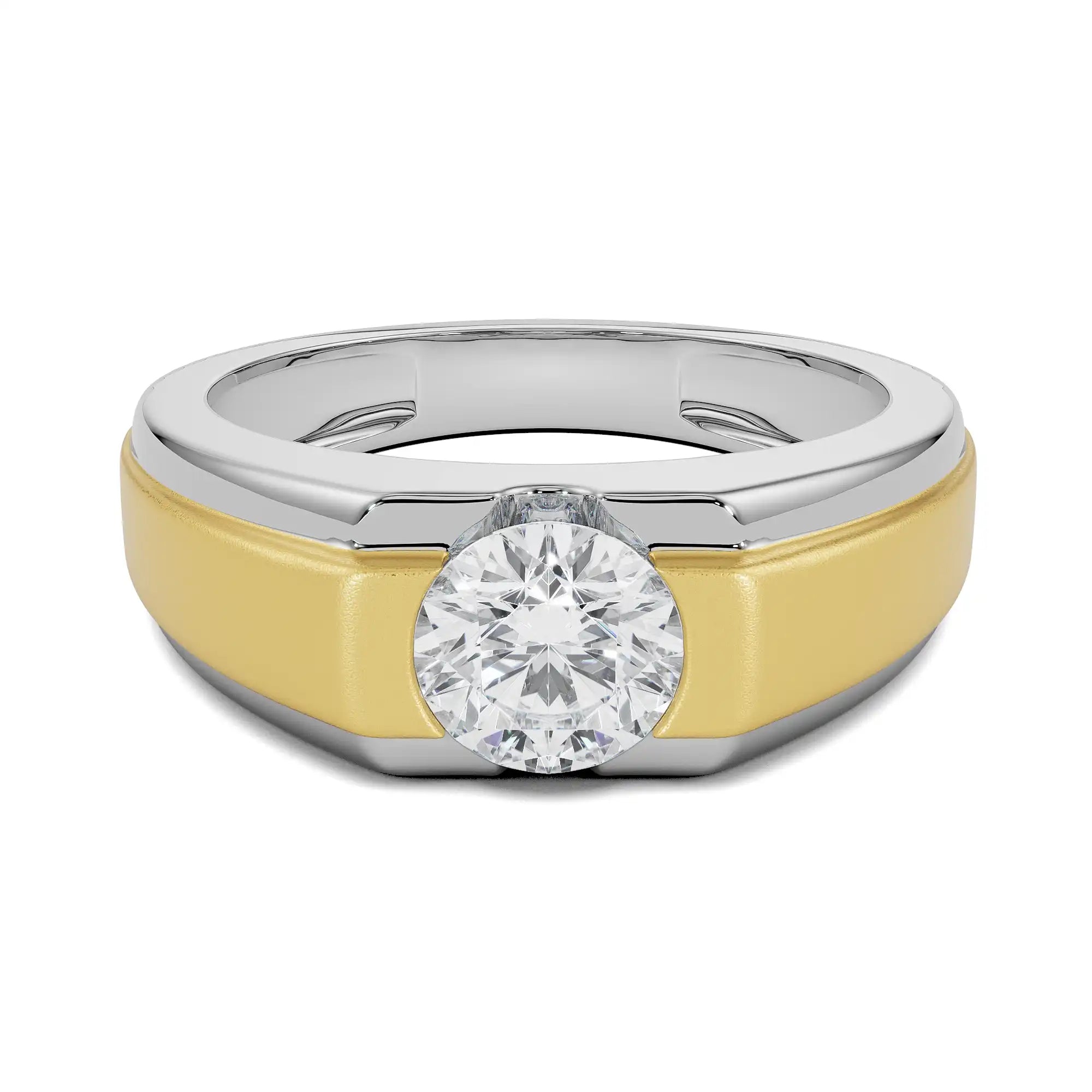 Two-Tone Round Engagement Ring Front View