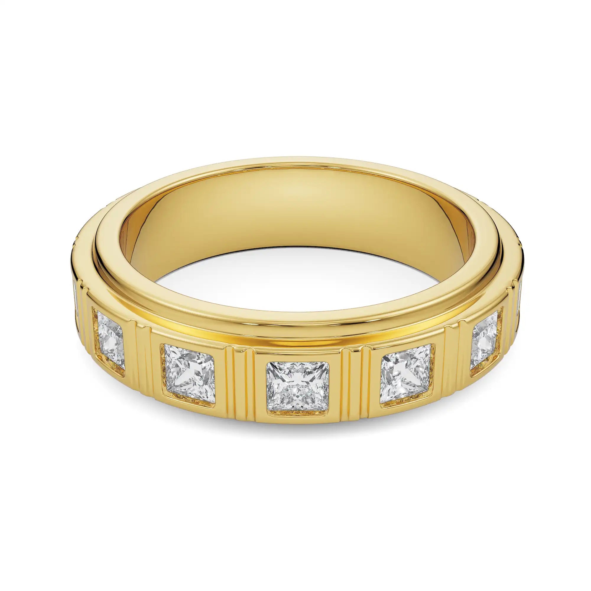 Men’s Princess Cut Diamond Band Front View in 9KT