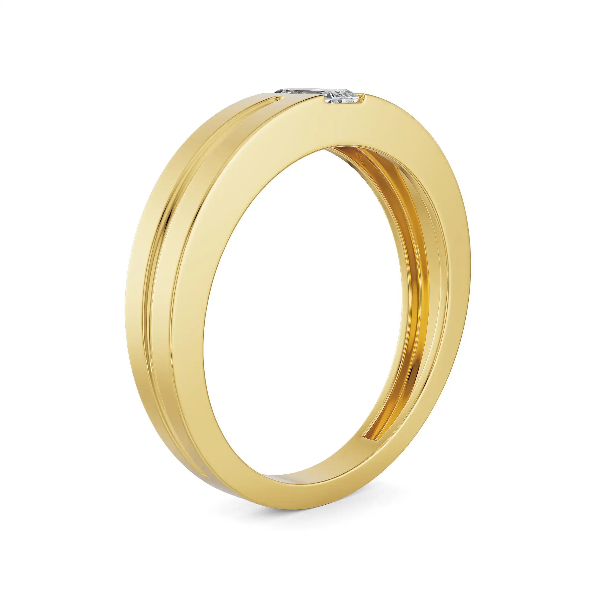 Sleek Emerald Men’s Diamond Ring Side View