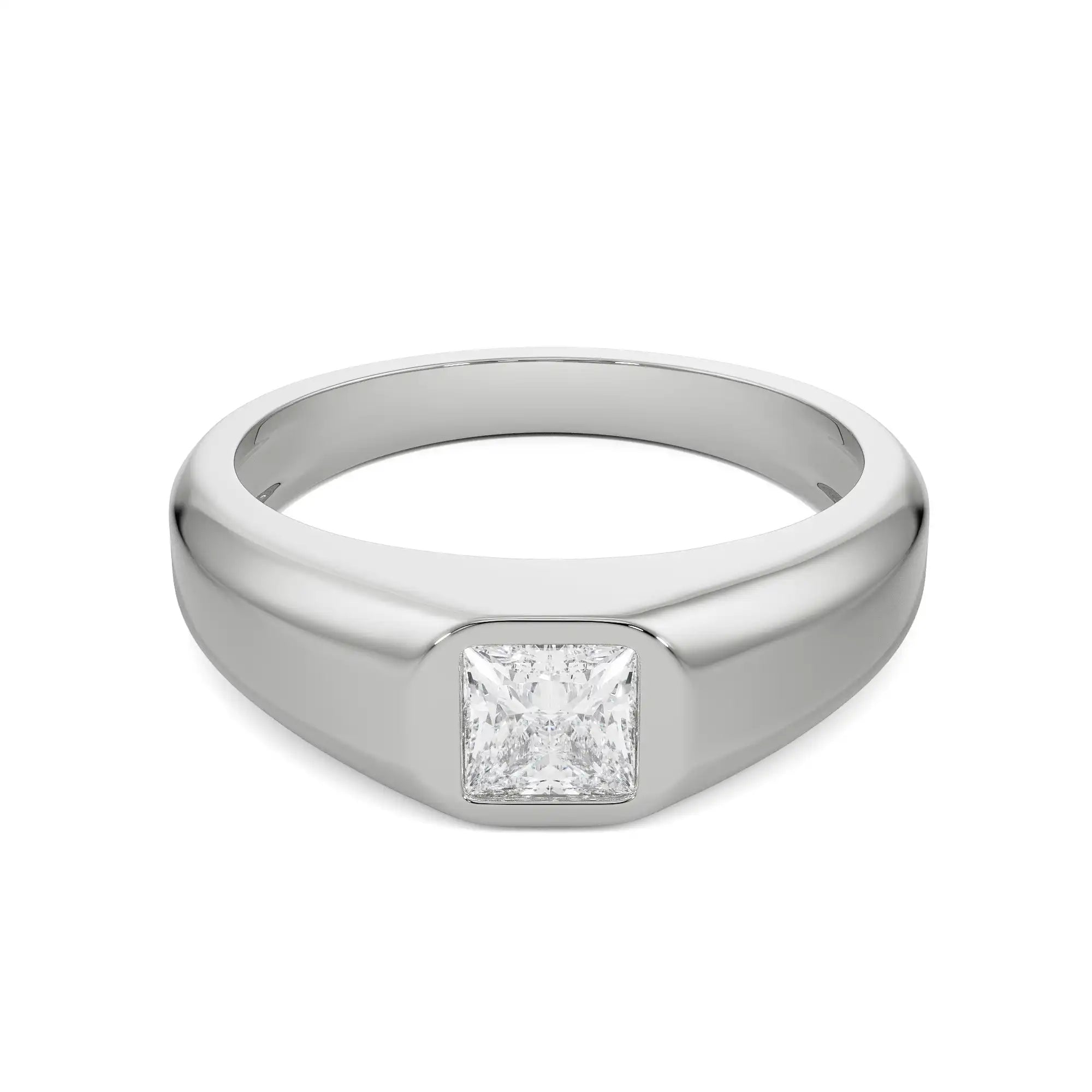 William Princess Cut Diamond Ring Front View in 9KT