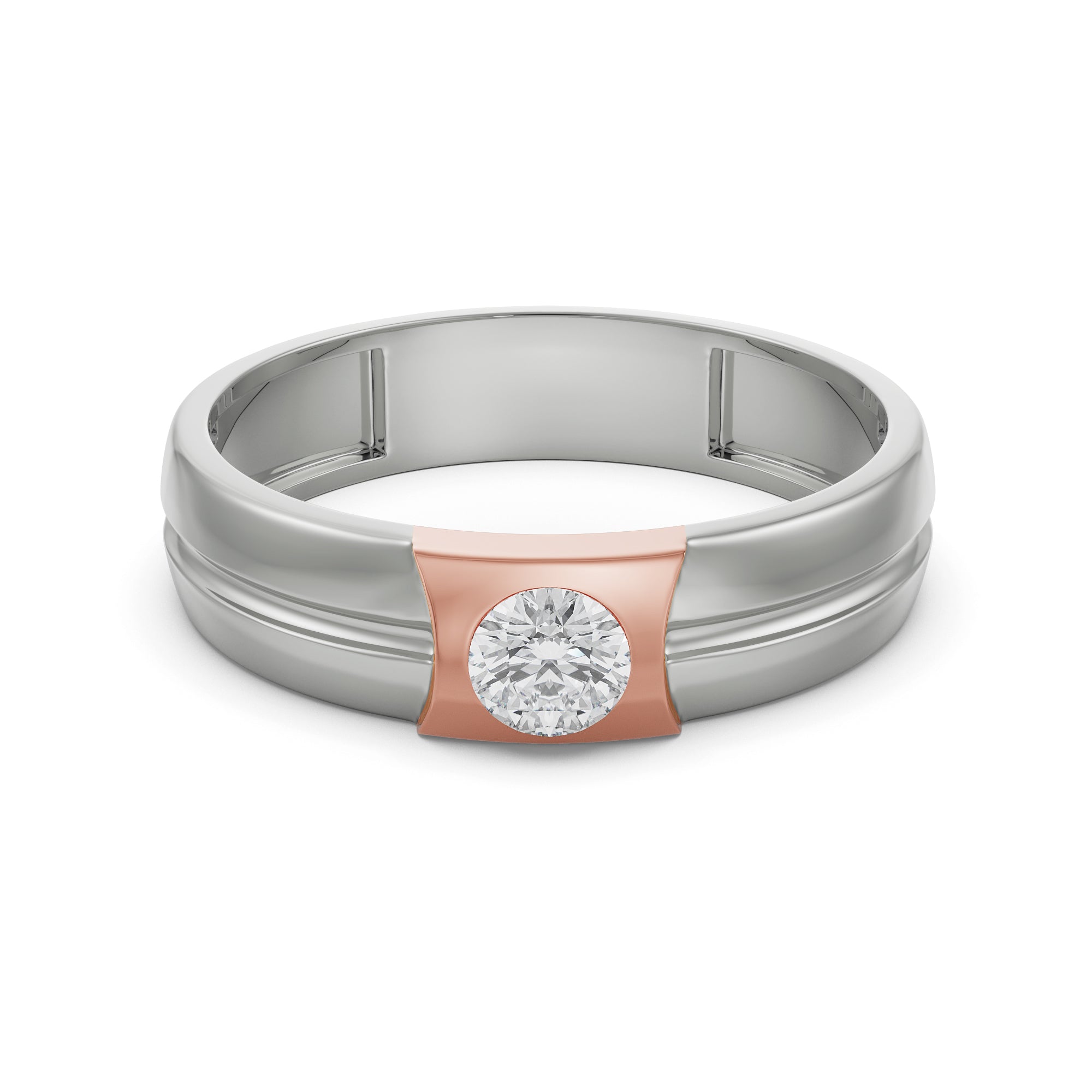 Charming Solitaire Diamond Band for Men Front View