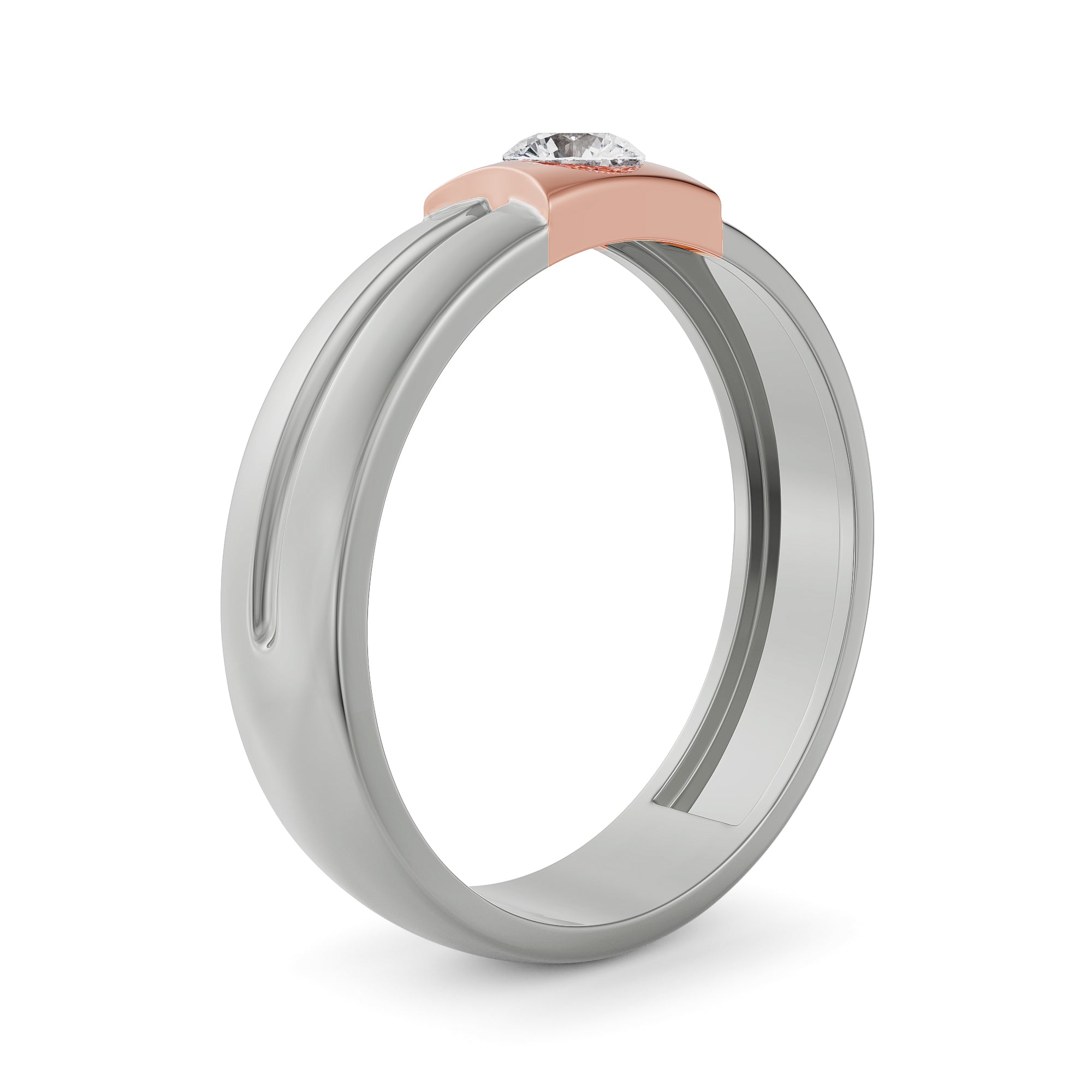 Charming Solitaire Diamond Band for Men Side View