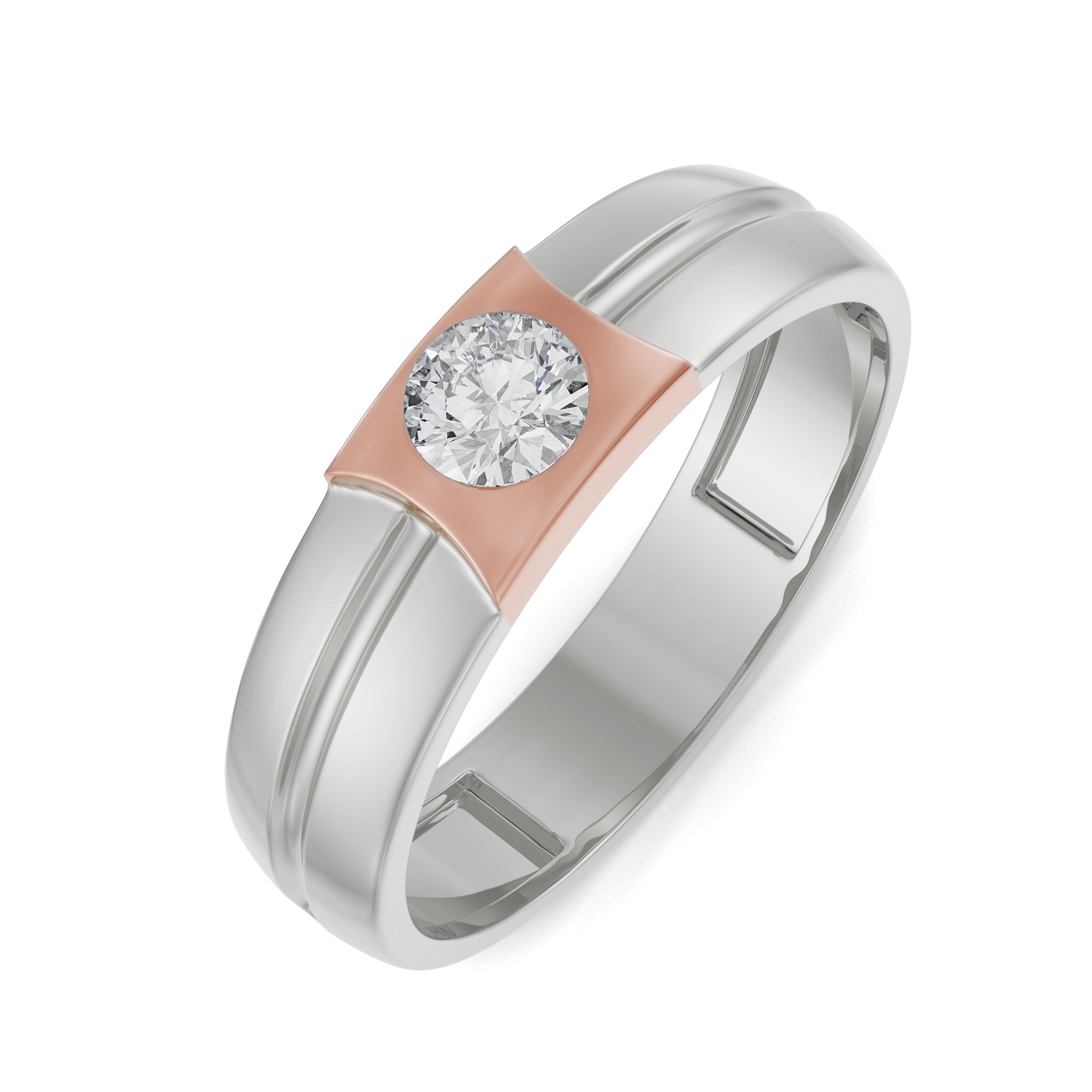 Charming Solitaire Diamond Band for Men Top View