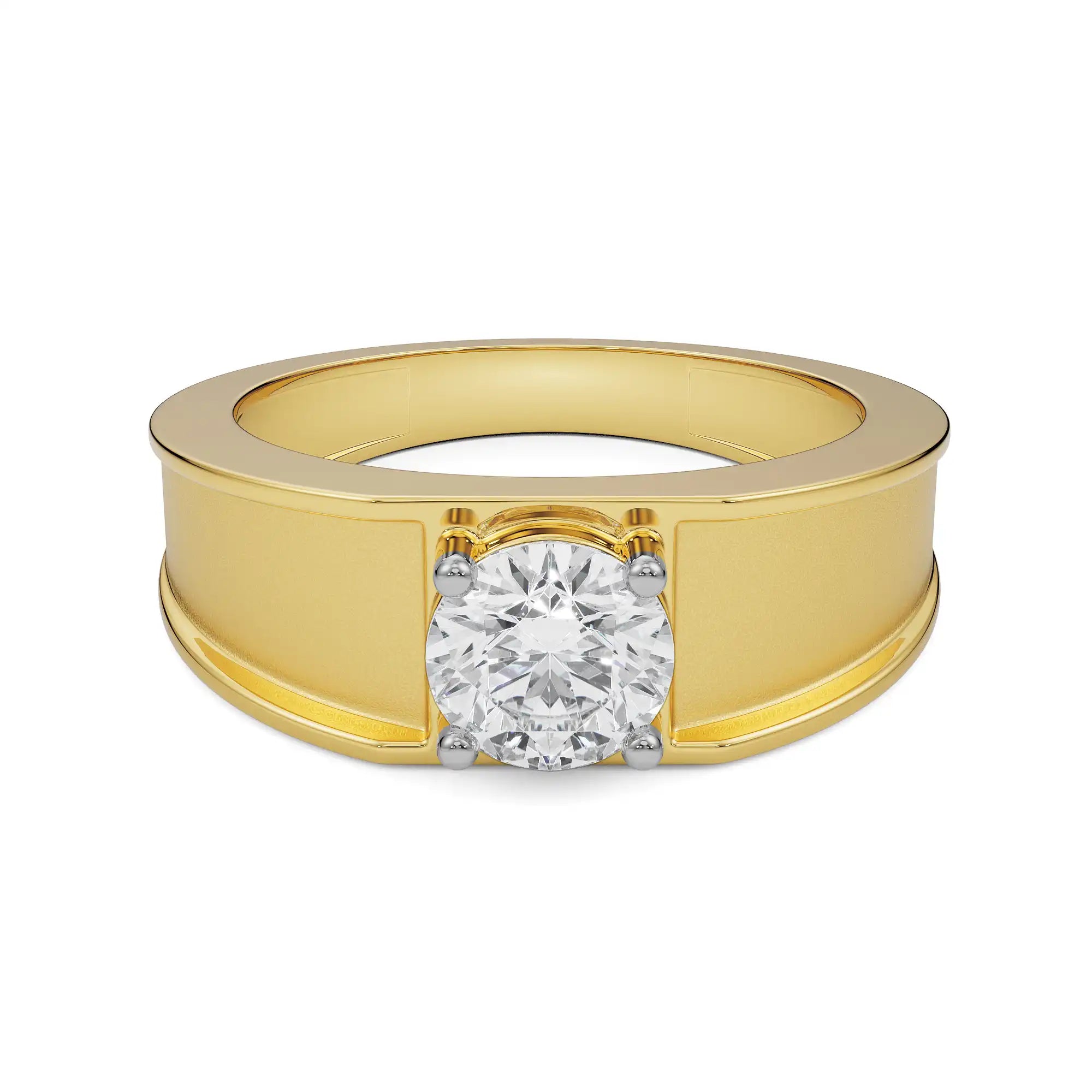 Noah Round Men's Diamond Ring Front View in 9KT