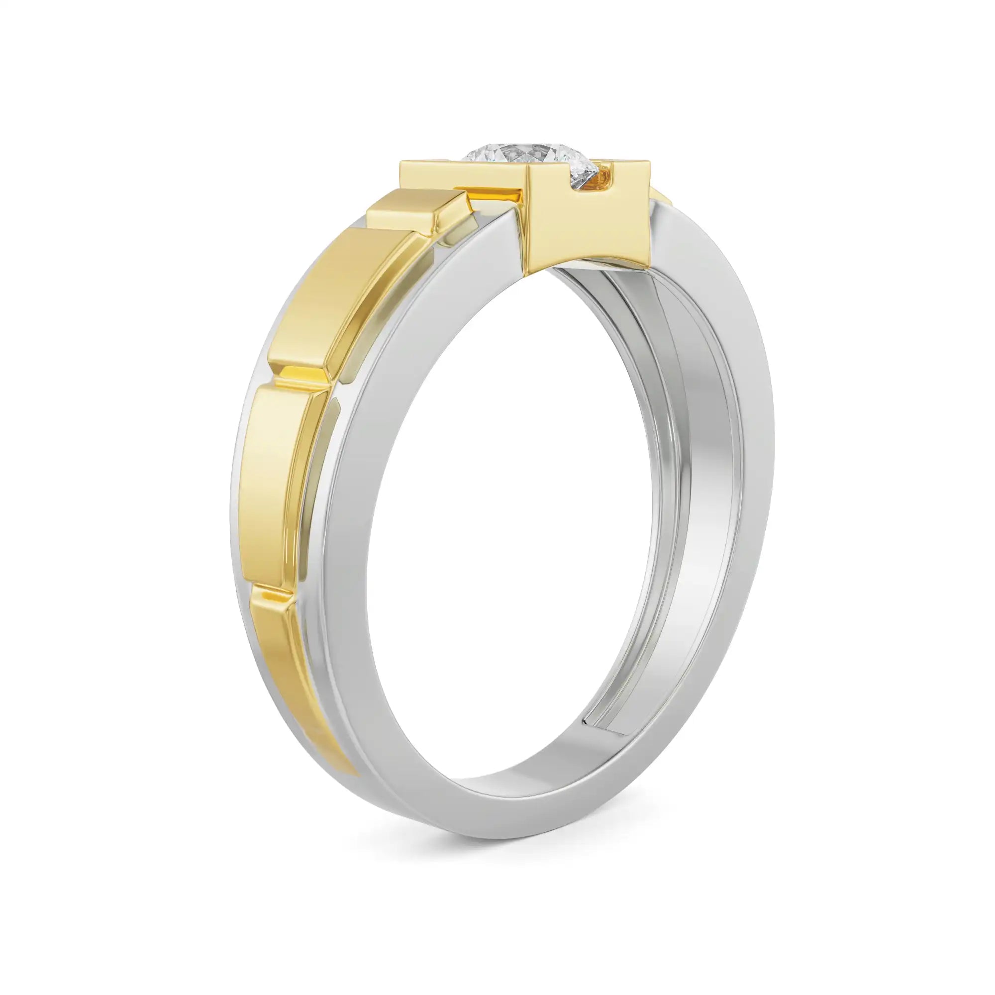 Two-Tone Round Timeless Ring Side View
