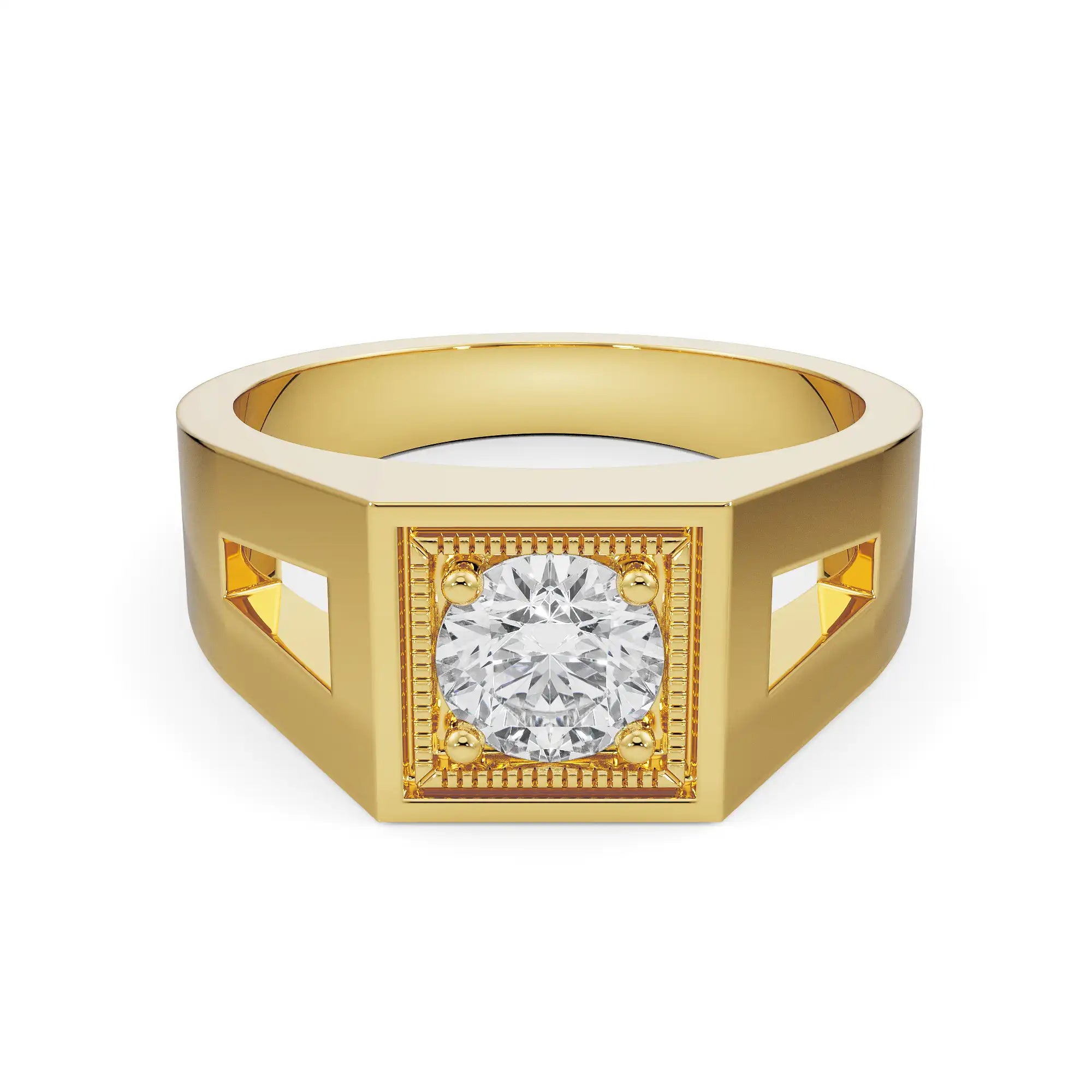 Ezra Round Men’s Diamond Ring Front View in 9KT