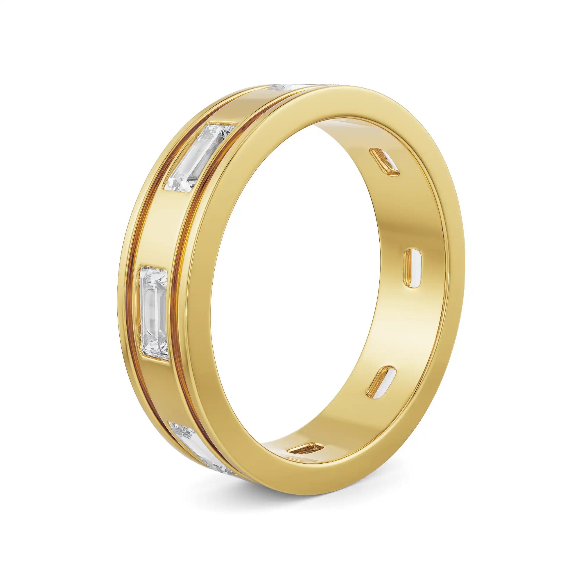 Regal Emerald Wedding Band for Men Side View