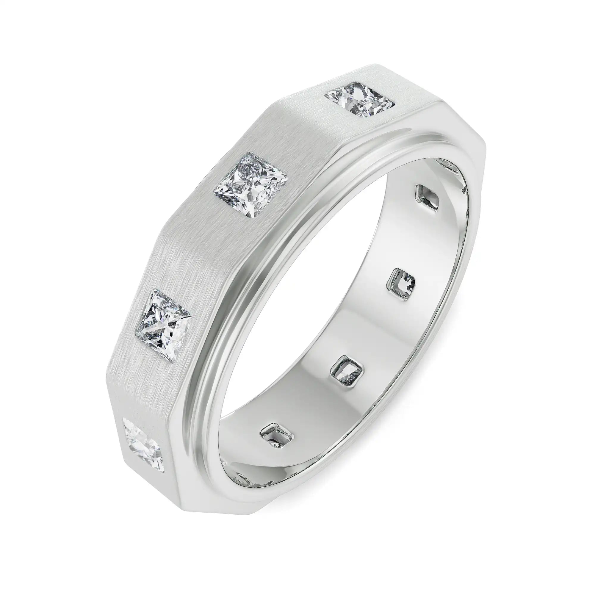 Elijah Princess Cut Wedding Band Top View