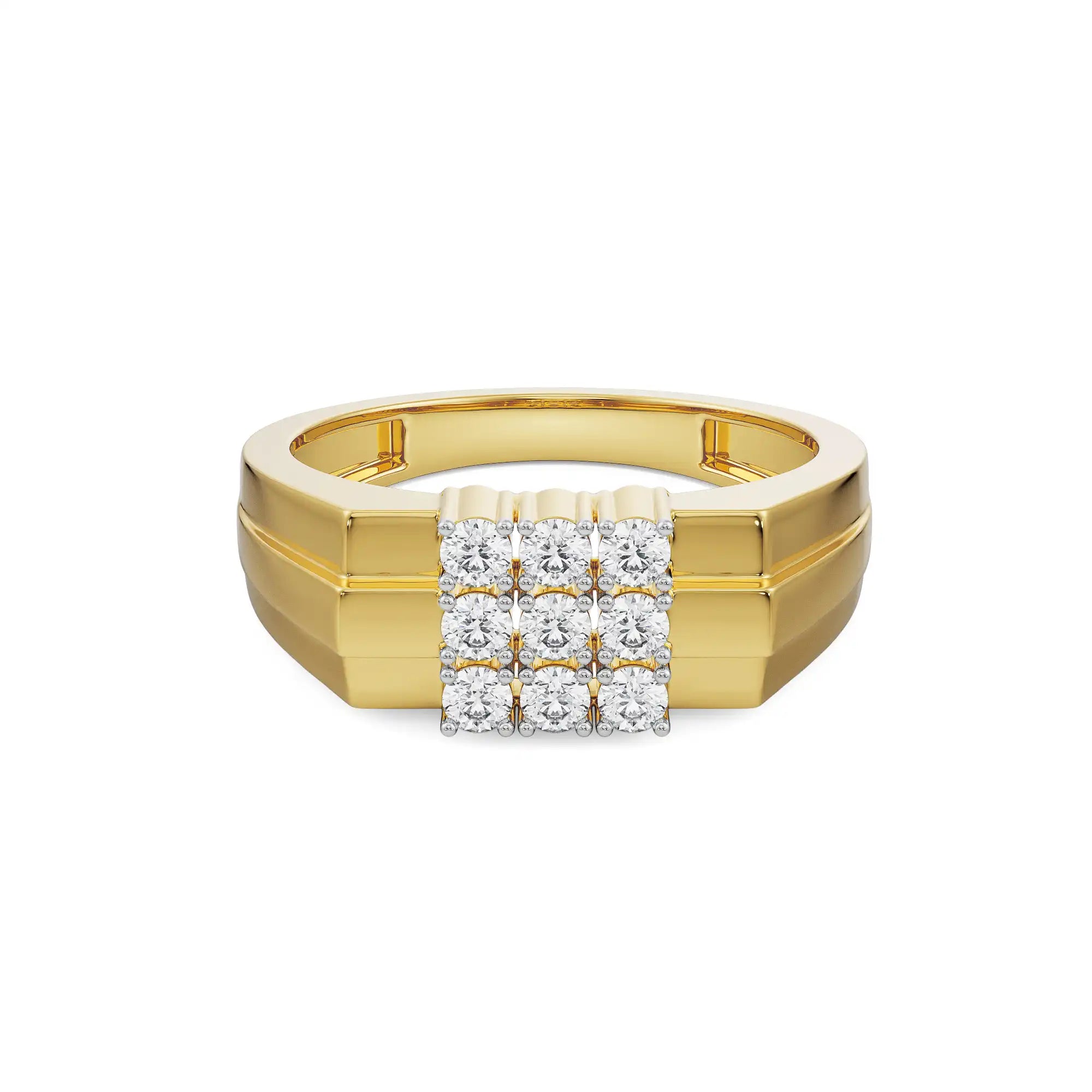 Arthur Diamond Ring for Men Front View in 9KT