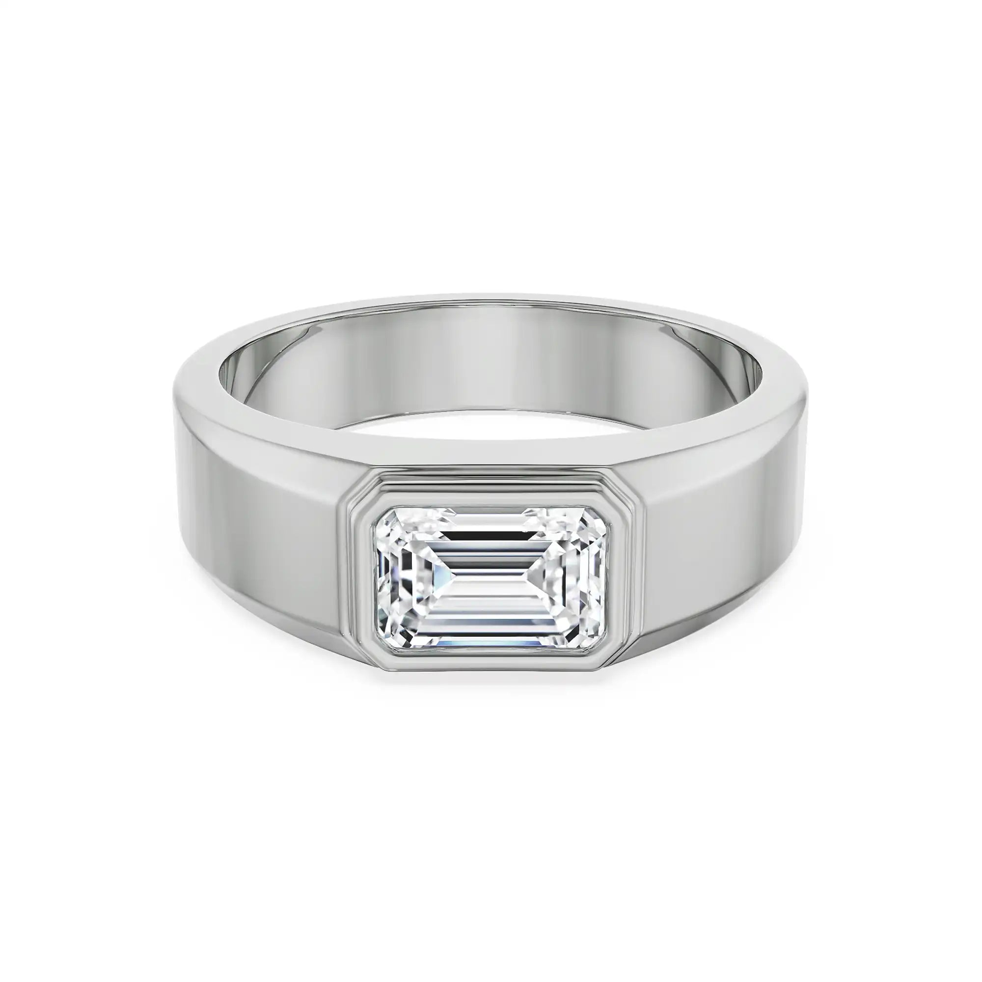 Nirvan Emerald Cut Lab Grown Diamond Ring - front view