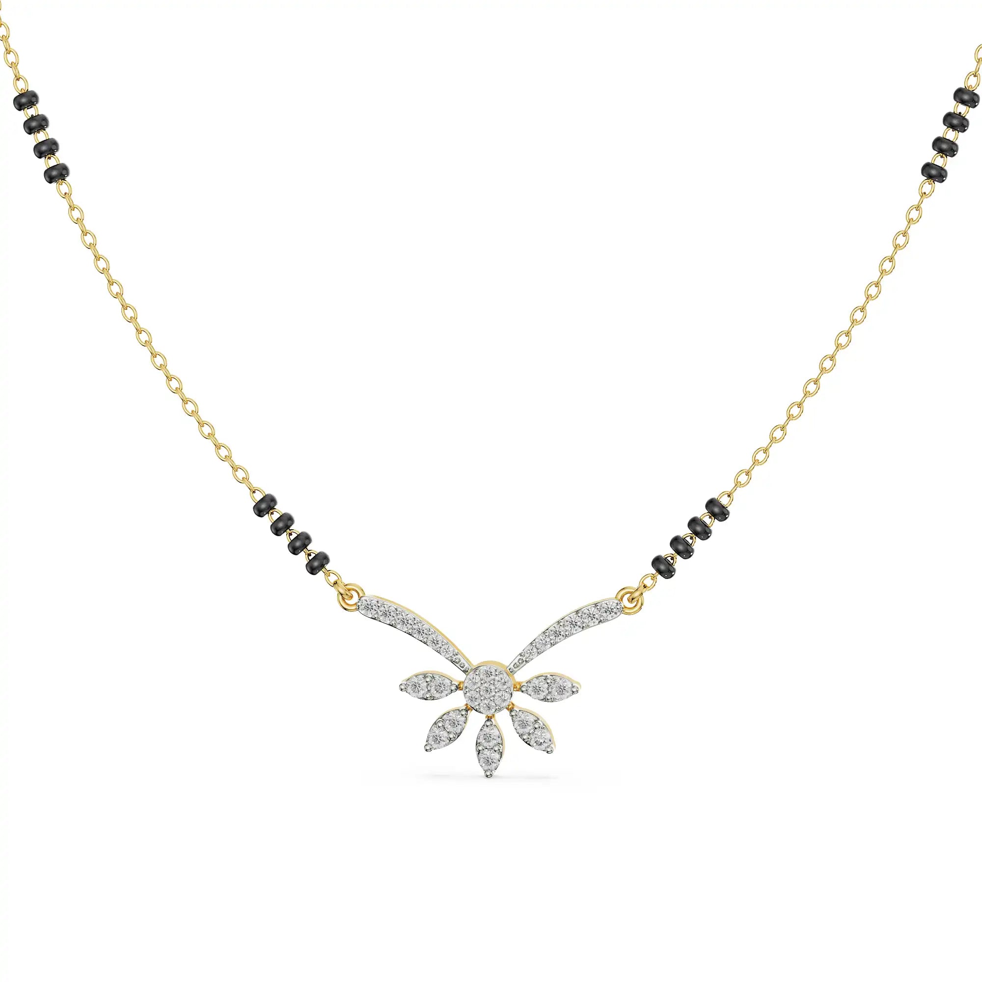 Aayat Diamond Mangalsutra Front View in 9KT