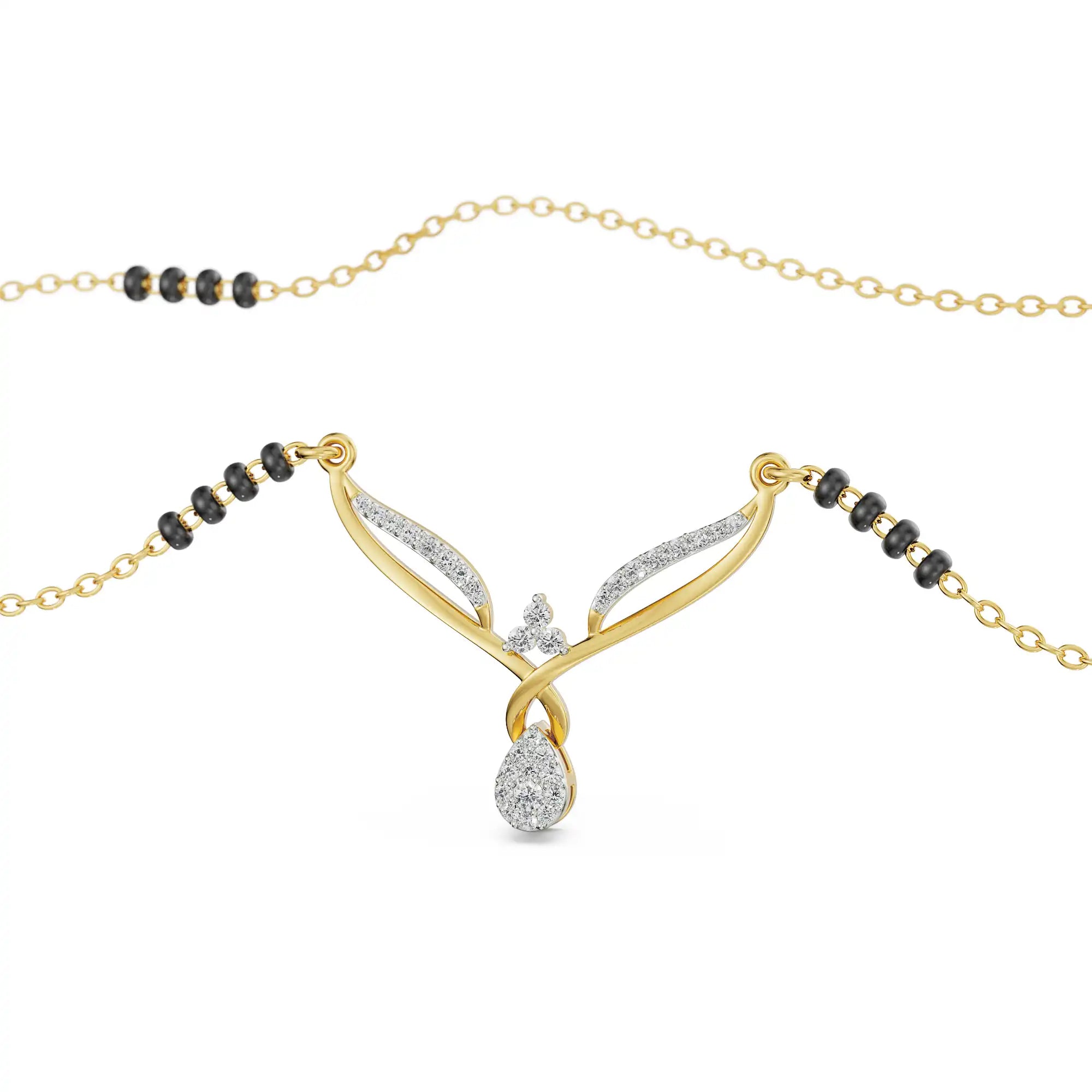 Twisted V Diamond Mangalsutra Prospective View